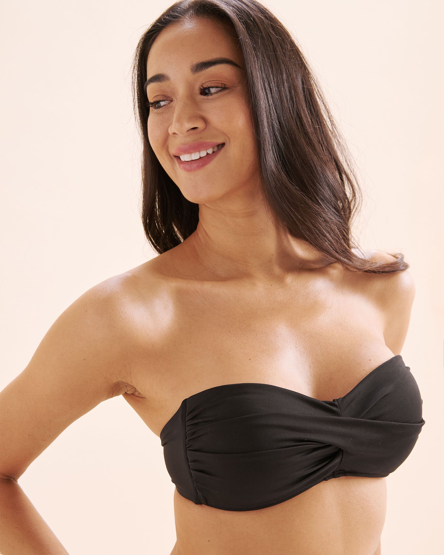 ANNE COLE Live In Color Liz Twist Bandeau Bikini Top Black MYMT10101 - View2