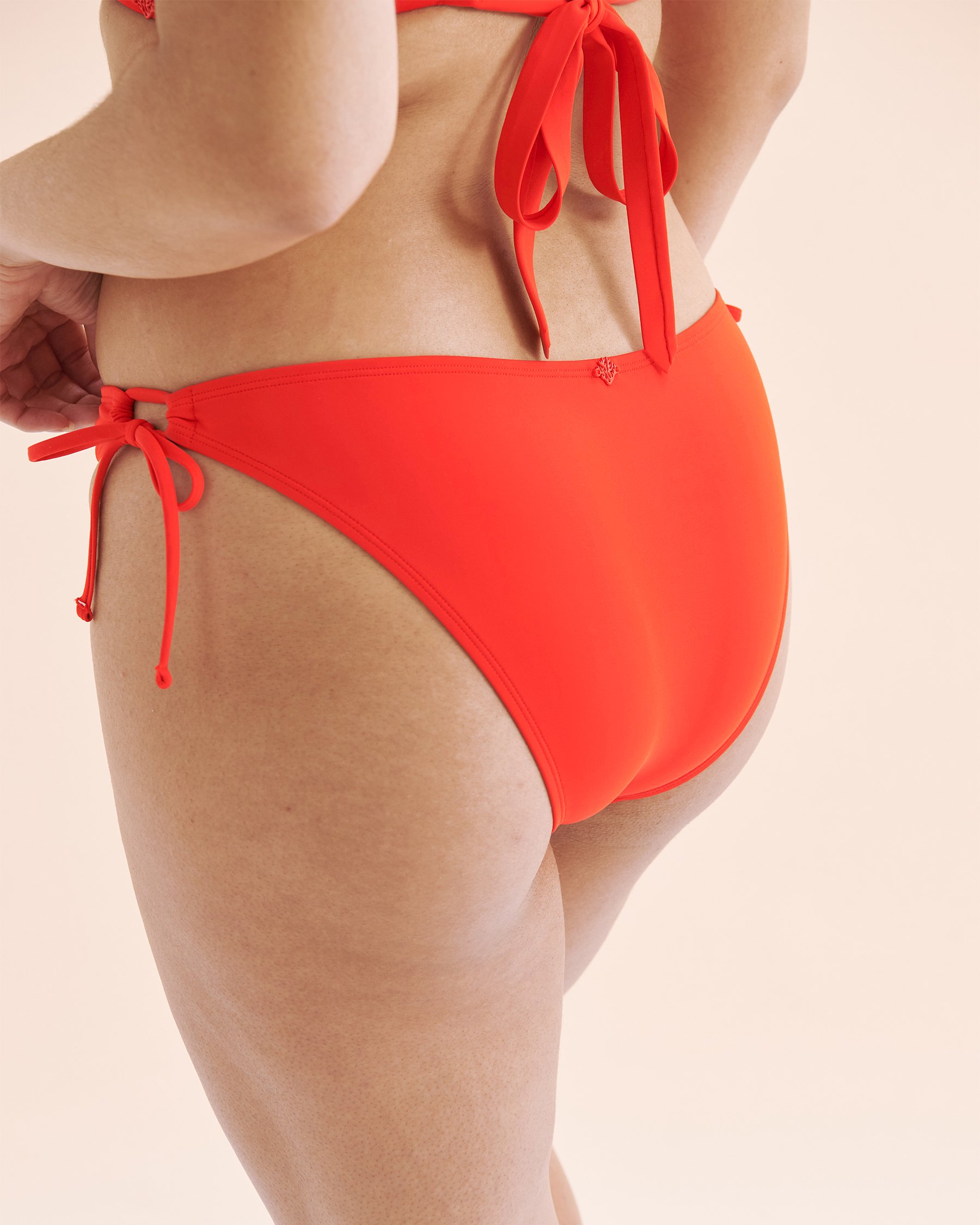 COSTA DEL REY Low Rise Side Tie Brazilian Bikini Bottom Fiery Red 01300454 - View6