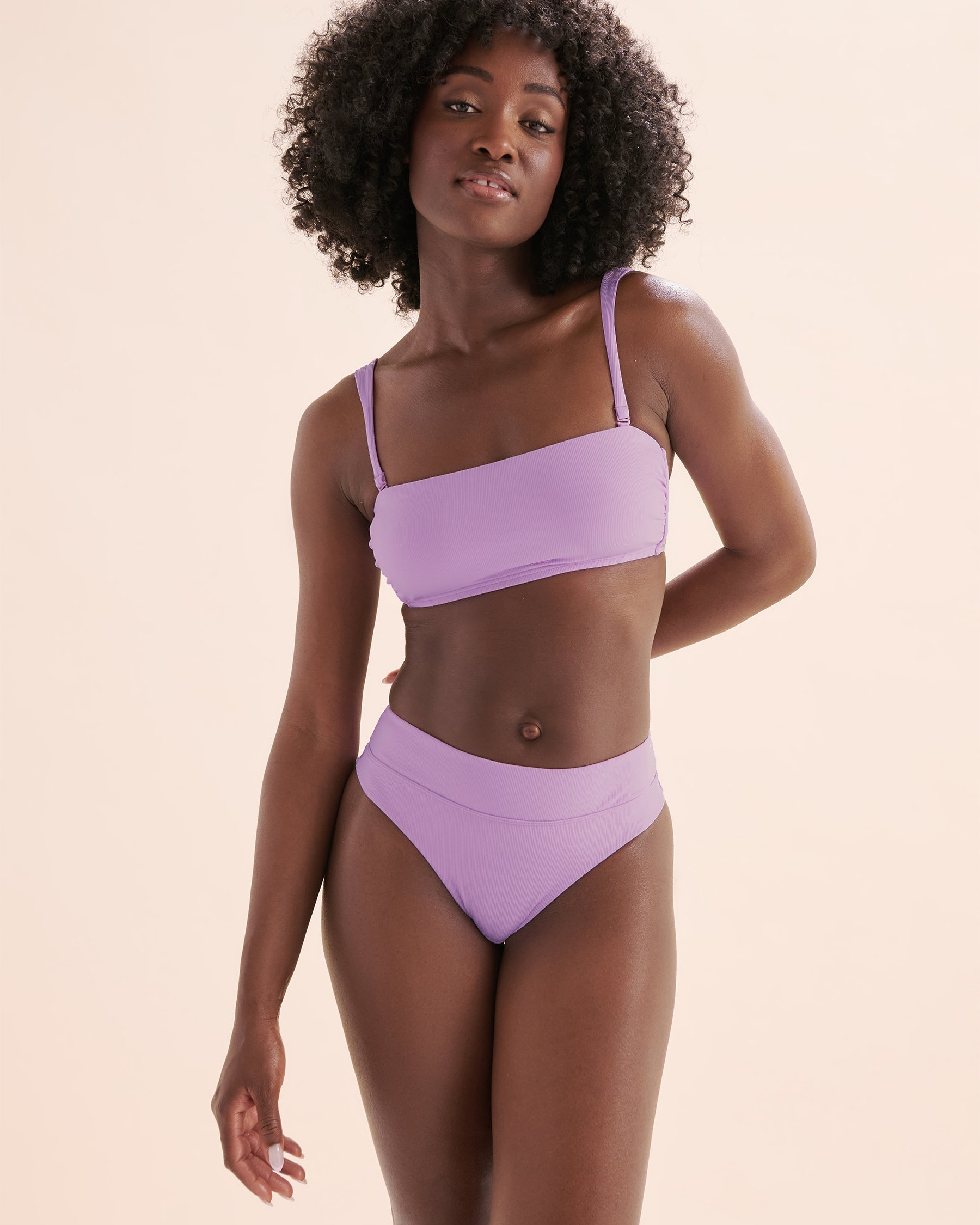 TROPIK Haut de bikini bandeau côtelé Maui Orchidée violette 01100407 - View2