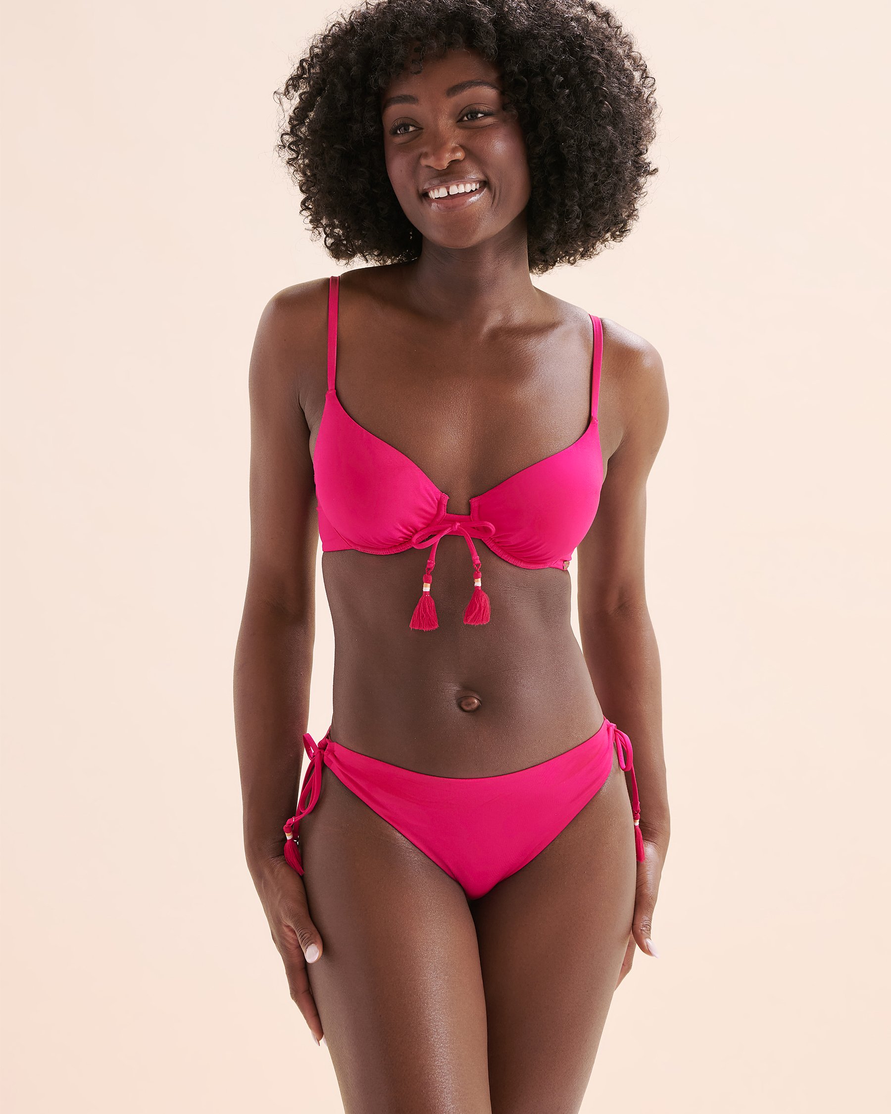 MY BIKINI STORY Boho Plunge Bikini Top Pink Peacock 01100387 - View3