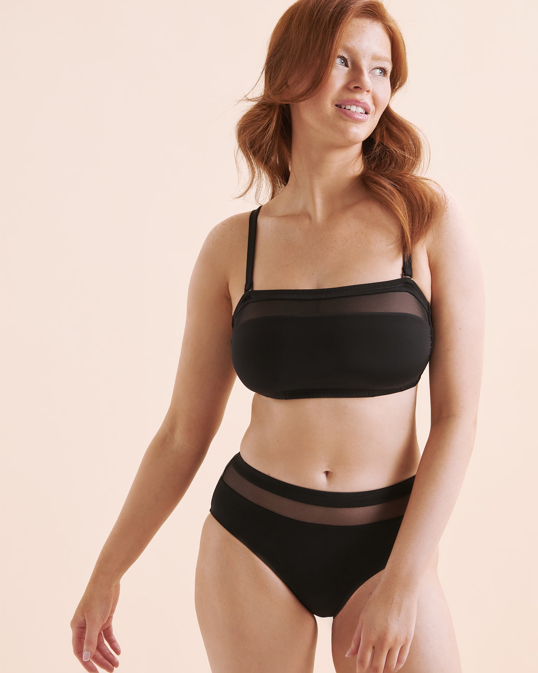 TURQUOISE COUTURE Mesh D Cup Bandeau Bikini Top Black 01200101 - View1