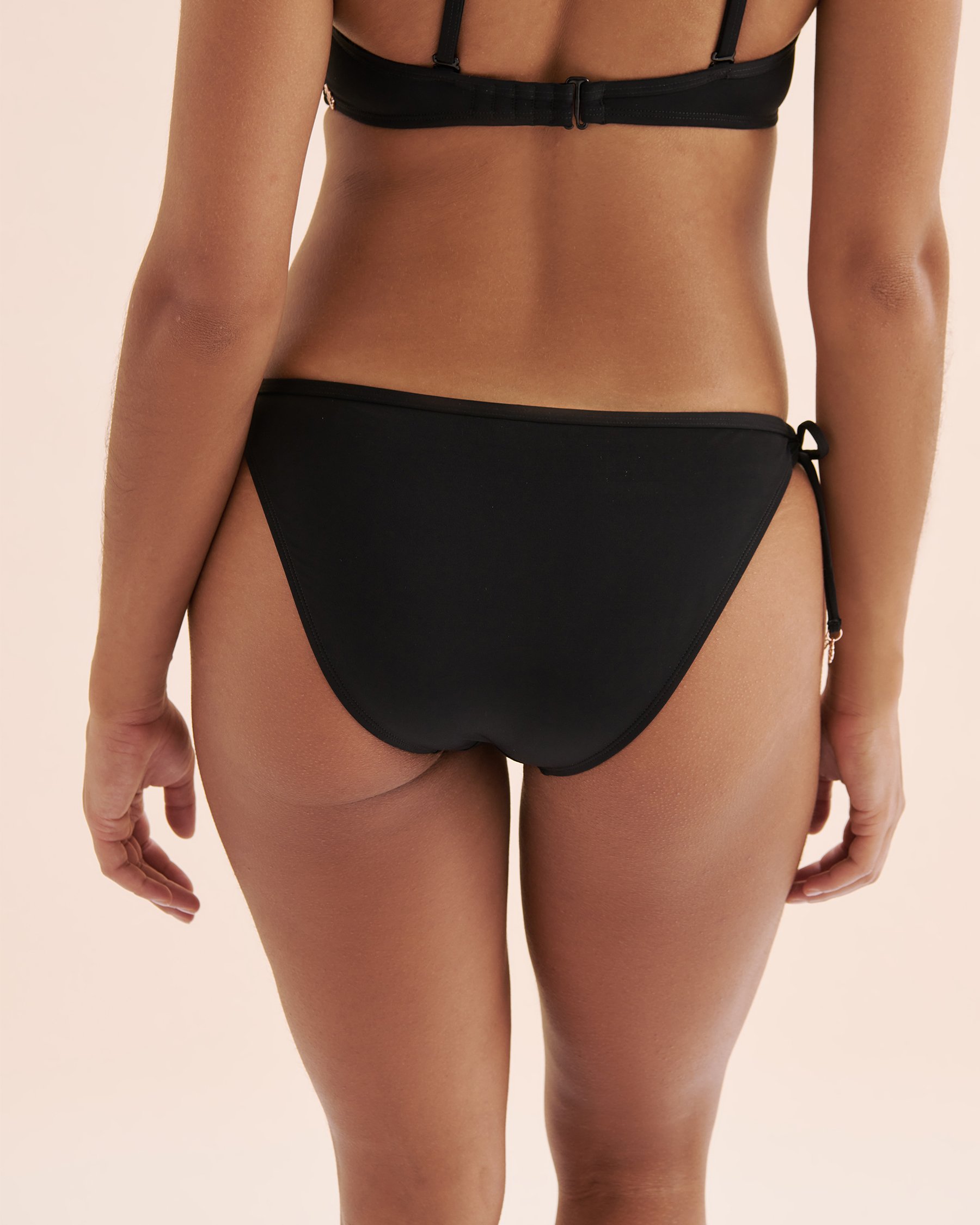 TURQUOISE COUTURE Mesh Low Rise Brazilian Bikini Bottom Black 01300426 - View2