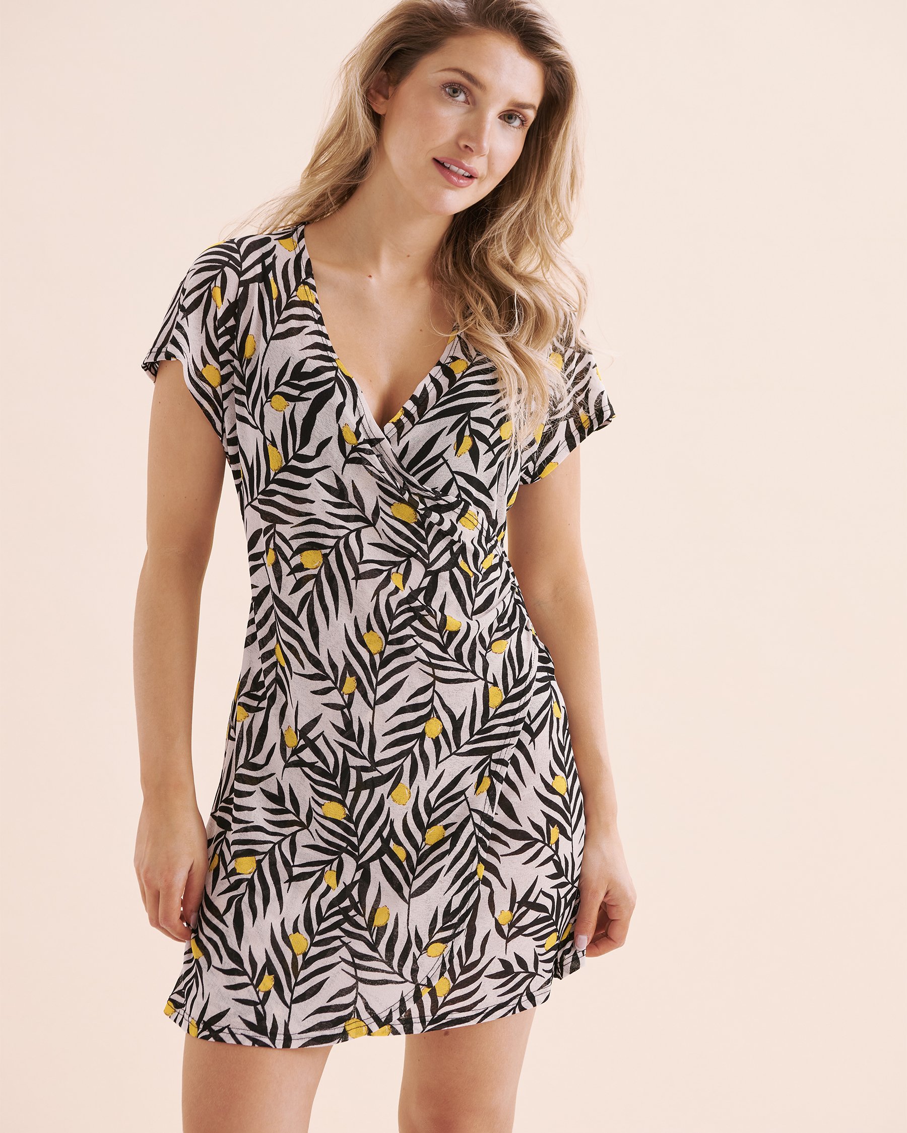 COVER ME Onion Skin Short Wrap Dress Beige 25021128 - View1