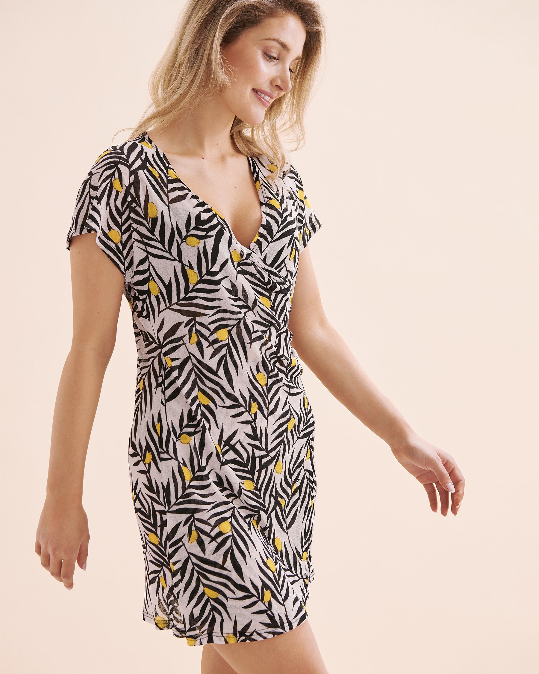 COVER ME Onion Skin Short Wrap Dress Beige 25021128 - View4