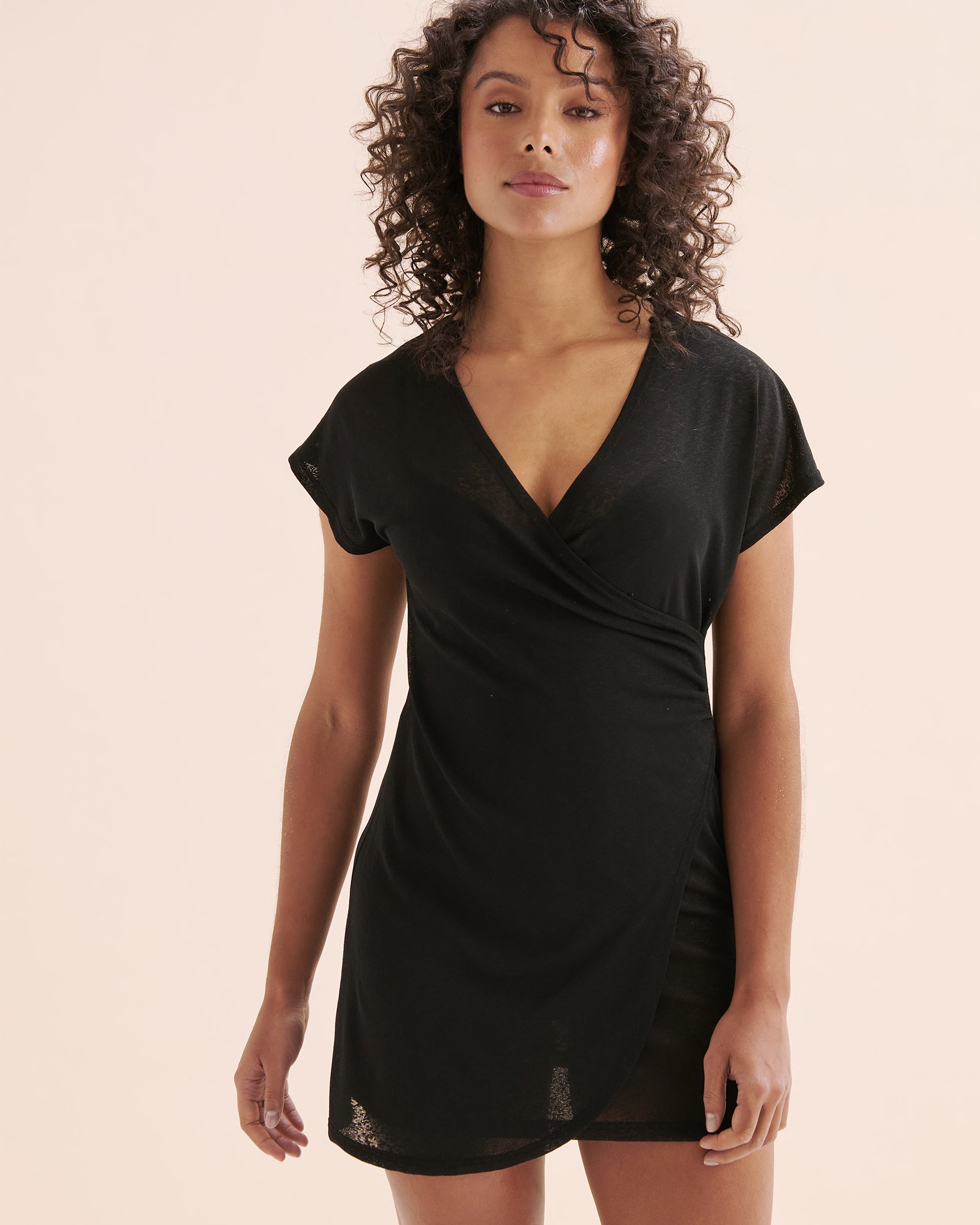 COVER ME Onion Skin Short Wrap Dress Black 25021128 - View1