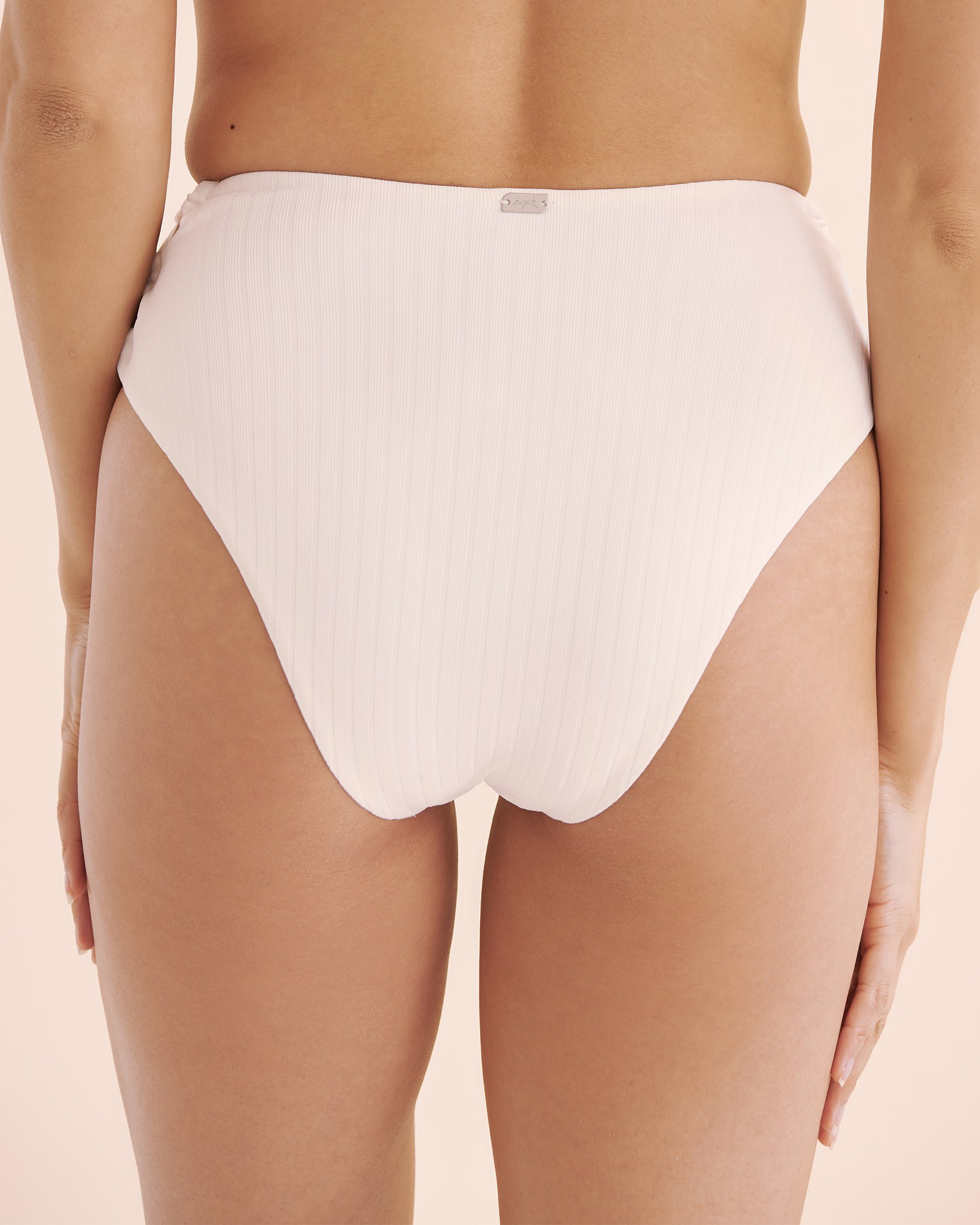 TROPIK Bas de bikini taille haute côtelé Playa Blanc brillant 01300434 - View2