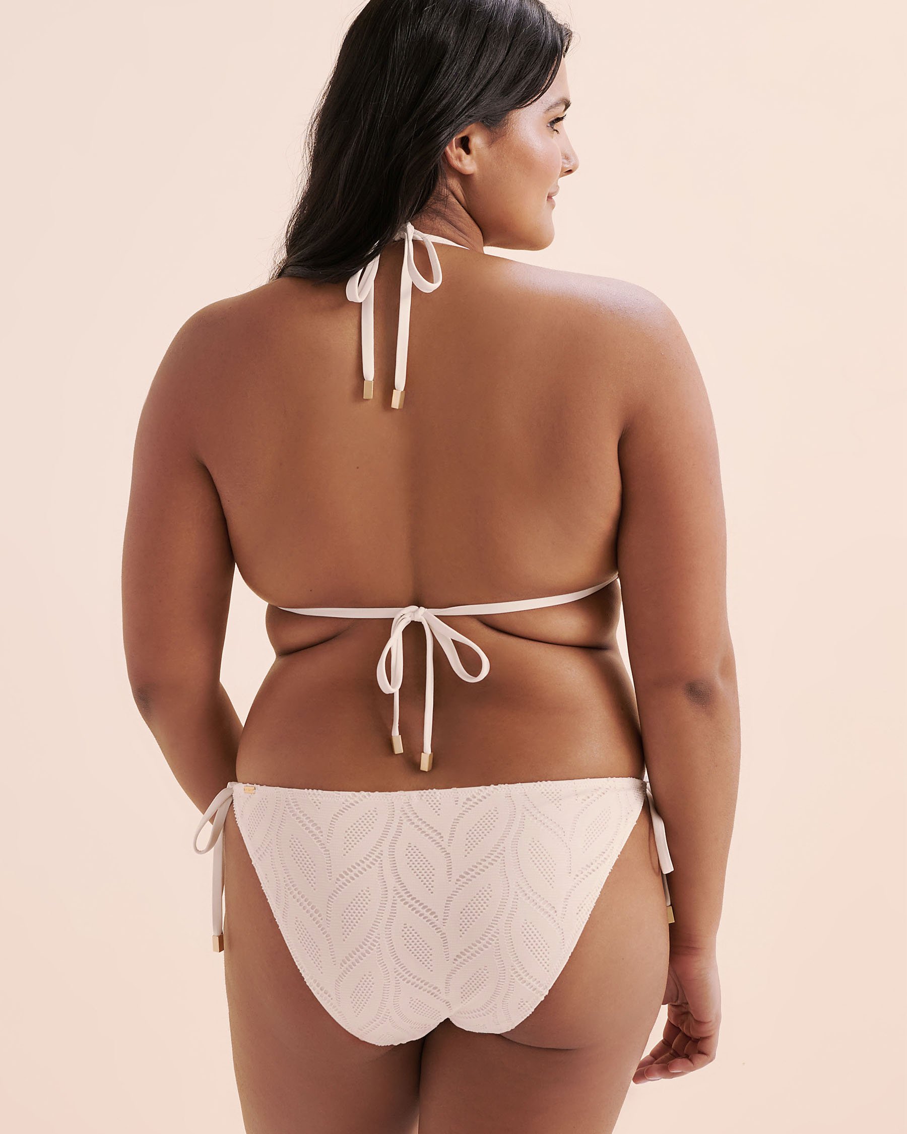SANTEMARE Haut de bikini triangle en dentelle feuillage Jet Stream Beige 01100392 - View7