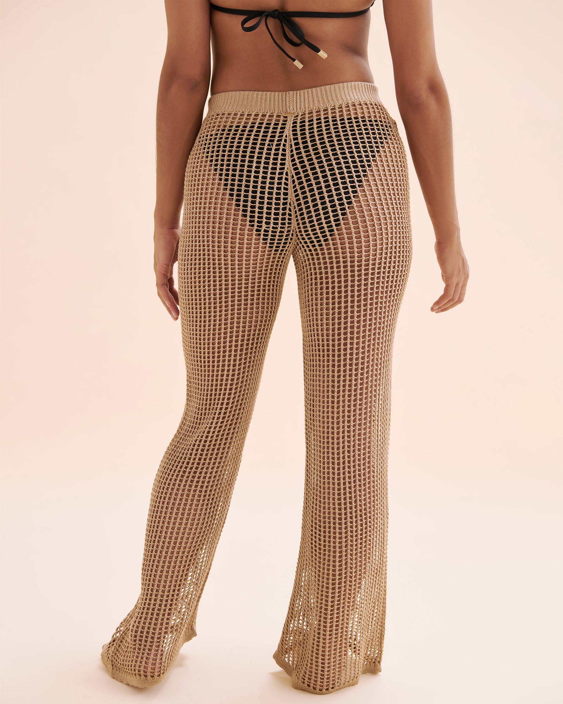 SANTEMARE Crochet Wide Leg Pants Mesa Tan Beige 02200088 - View2
