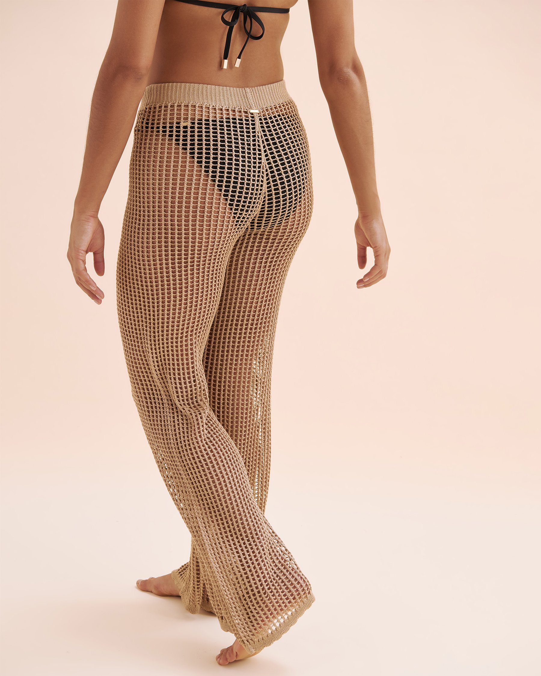 SANTEMARE Crochet Wide Leg Pants Mesa Tan Beige 02200088 - View3