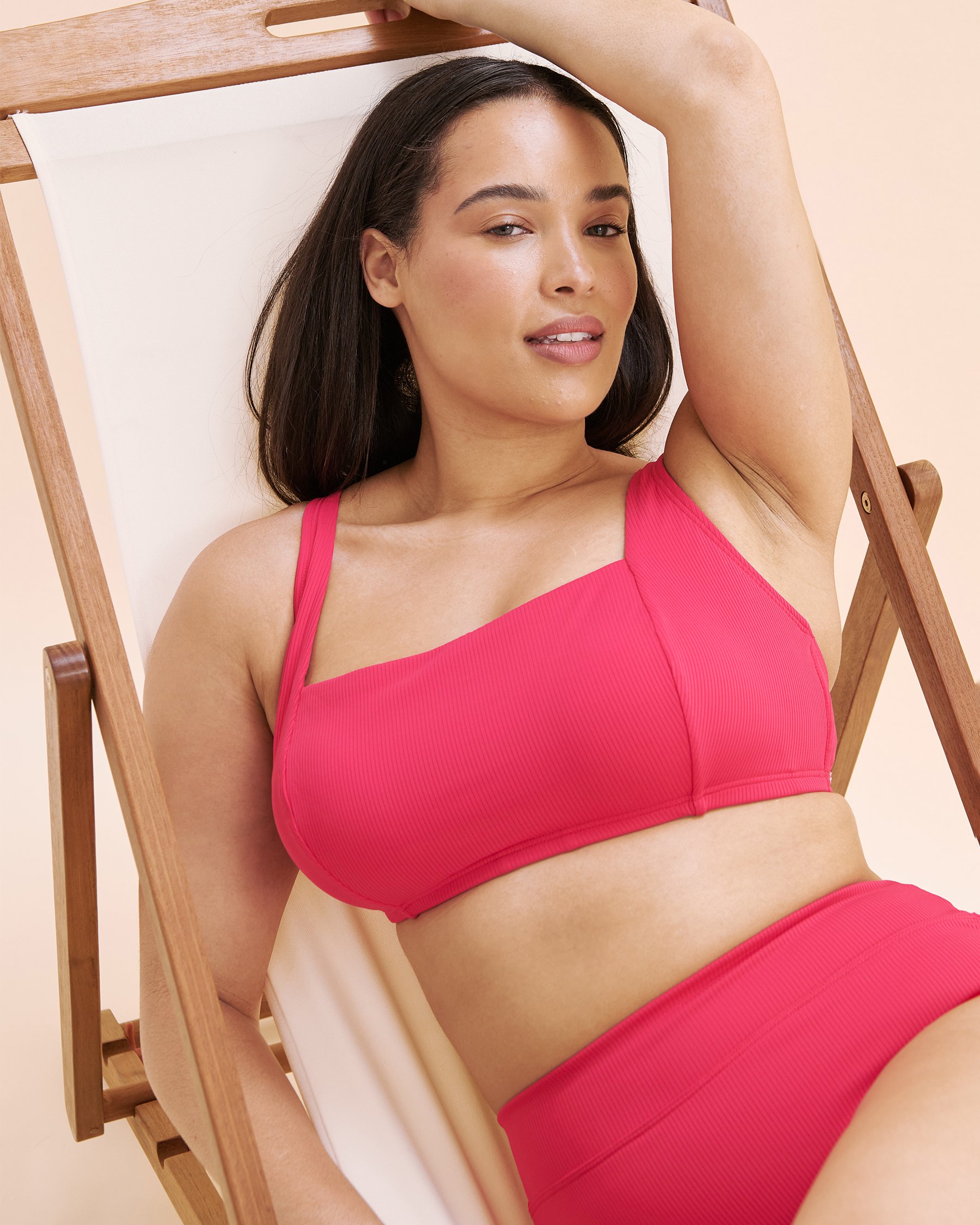 EAU DE SEA Sea Ribbed D Cup Bralette Bikini Top Bright Rose 01200097 - View5