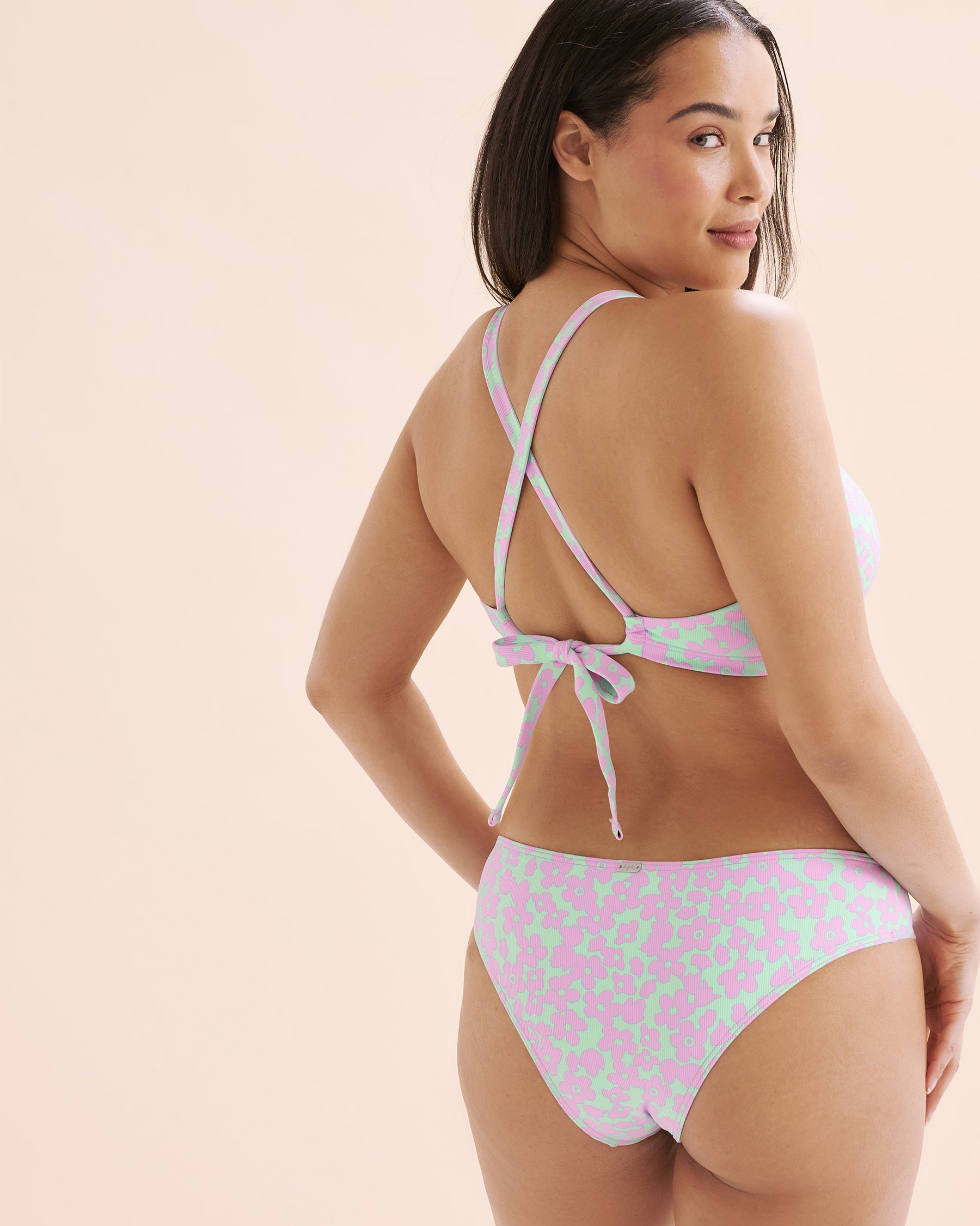 TROPIK Maui Ribbed D Cup Bralette Bikini Top Blue and purple 01200103 - View2