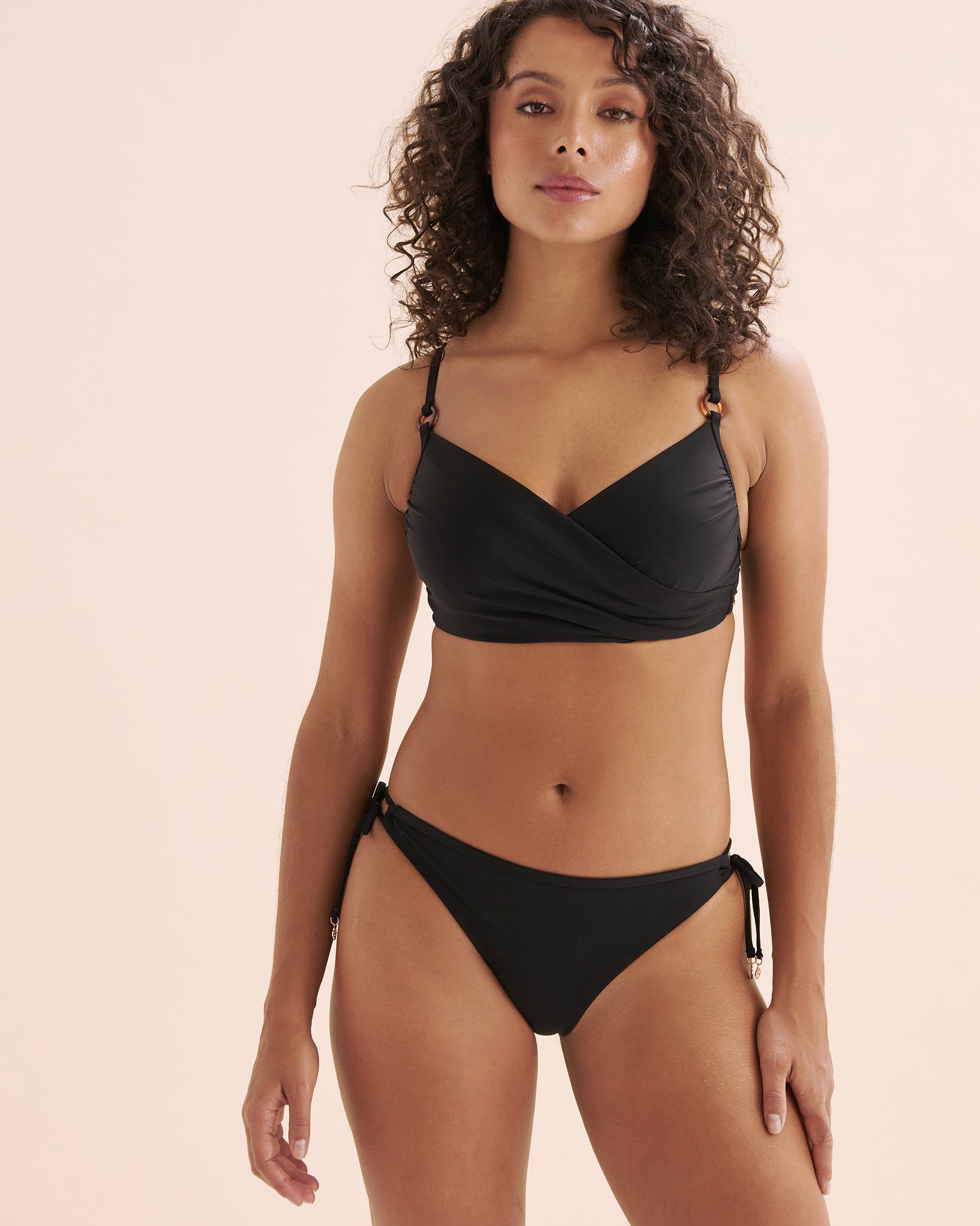 TURQUOISE COUTURE Mesh Plunge Push Up Bikini Top Black 01100400 - View1