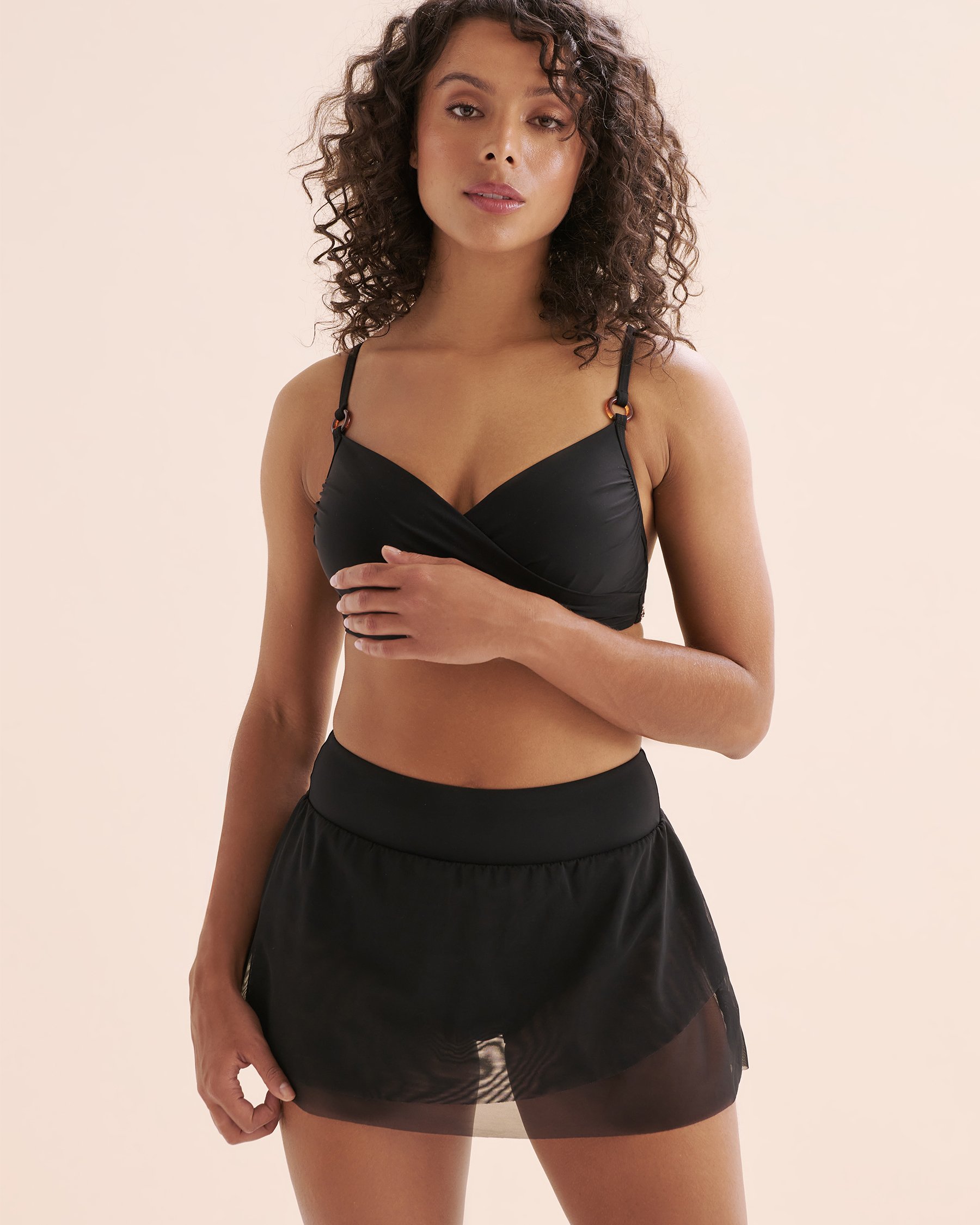 TURQUOISE COUTURE Mesh High Waist Swim Skirt Black 01300424 - View4