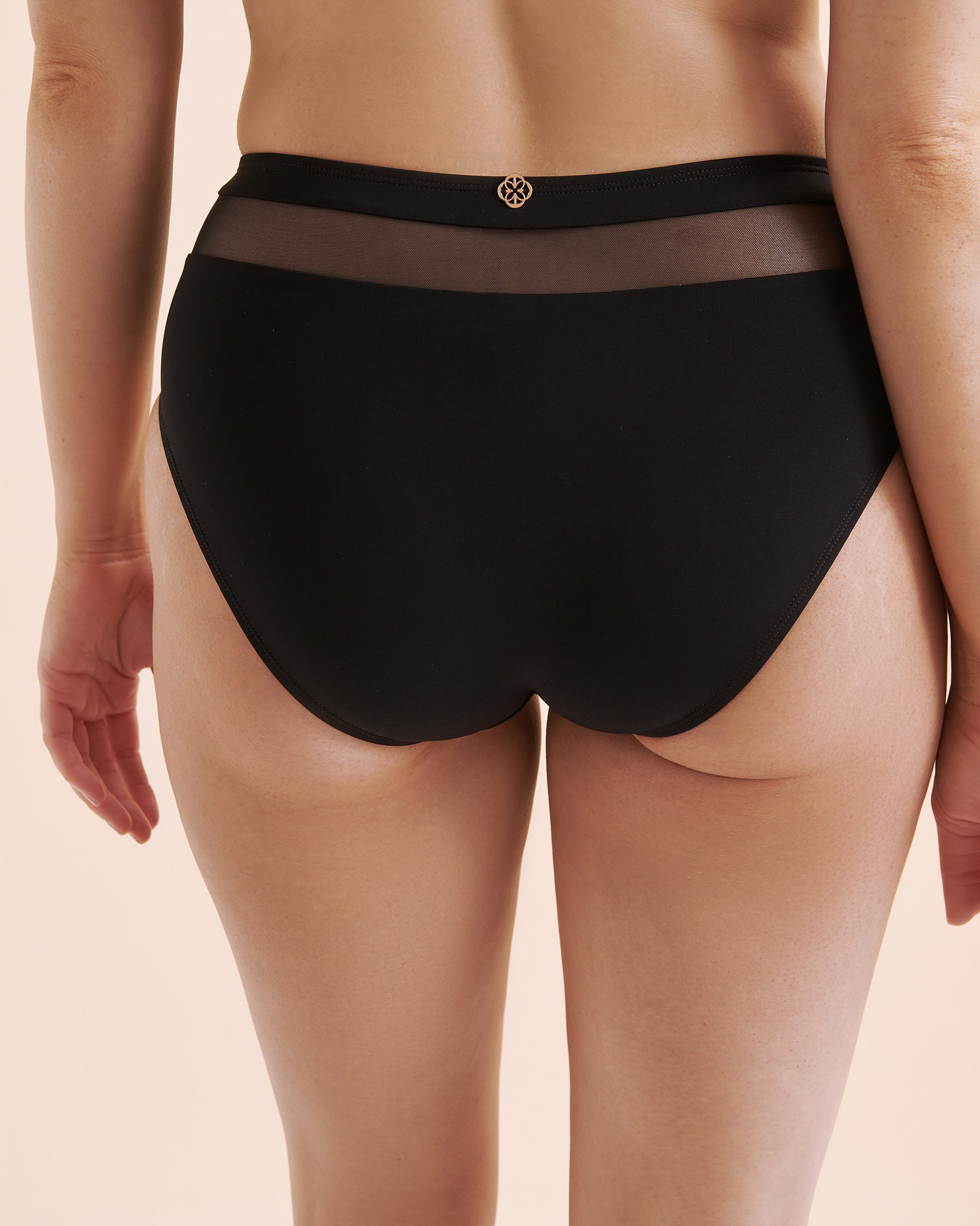TURQUOISE COUTURE Mesh Mid Rise Bikini Bottom Black 01300425 - View8