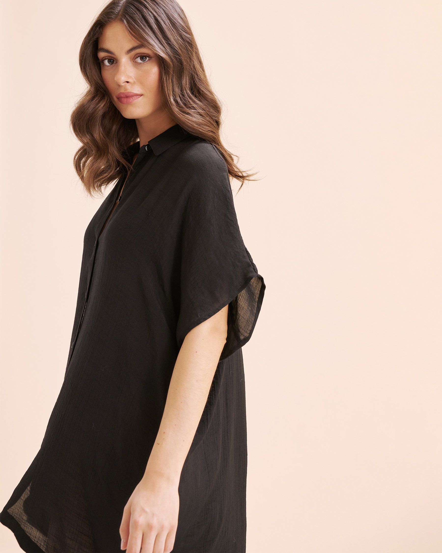 TURQUOISE COUTURE Caftan  en voile Noir 02100034 - View4