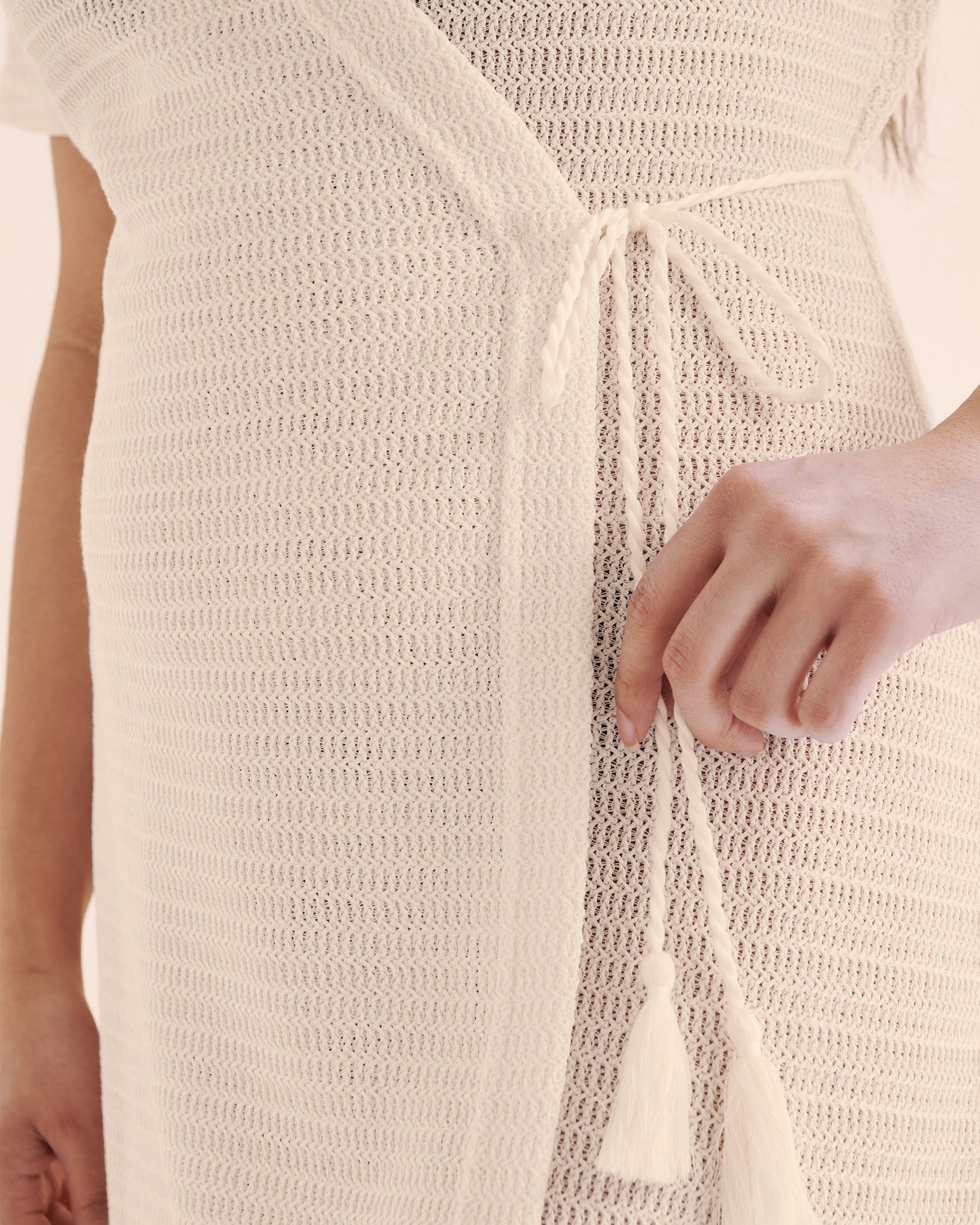 OFF THE BEACH Robe portefeuille en crochet Blanc neige 02300163 - Voir3