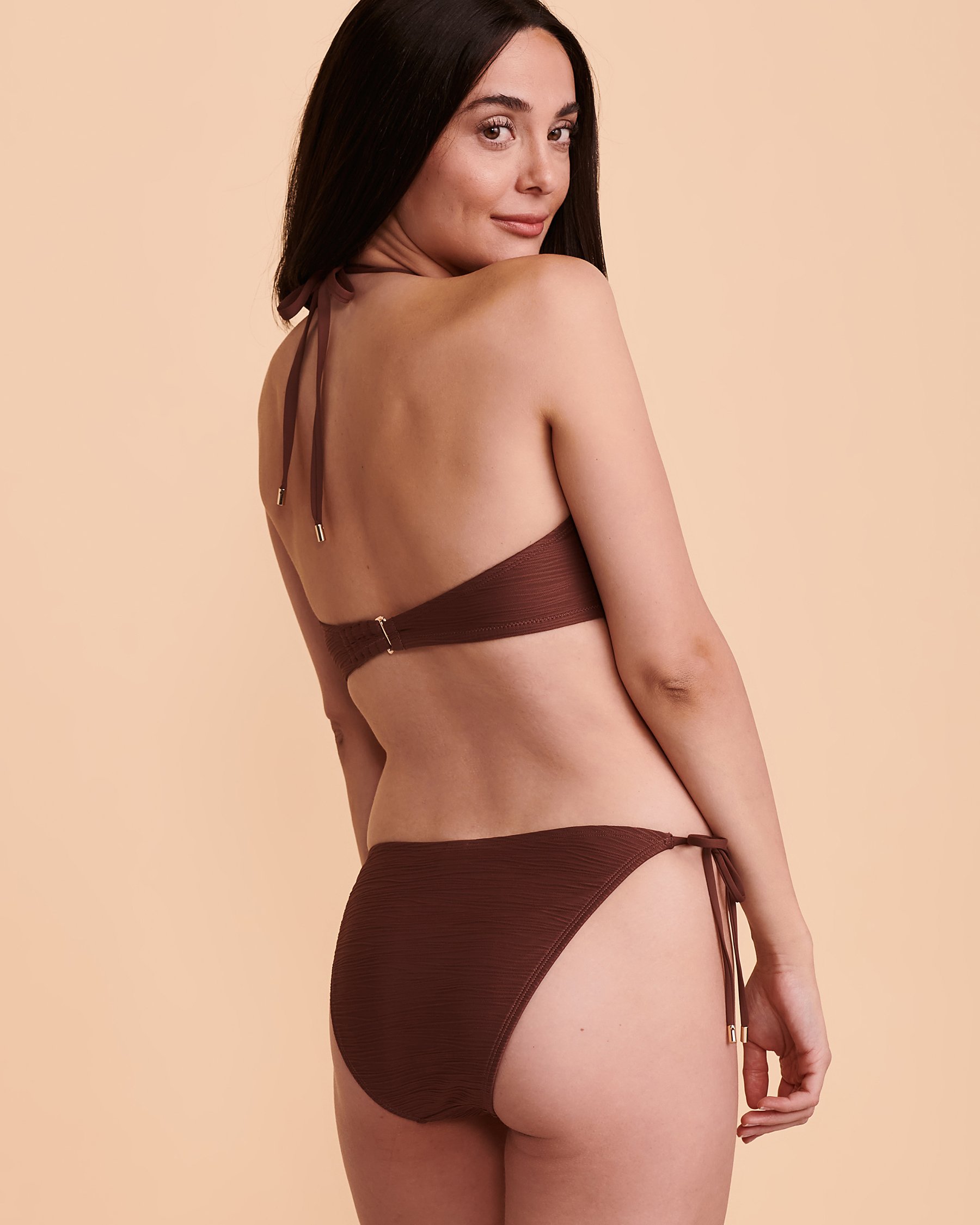 SANTEMARE Haut de bikini bandeau TEXTURED Brun 01100121 - Voir3