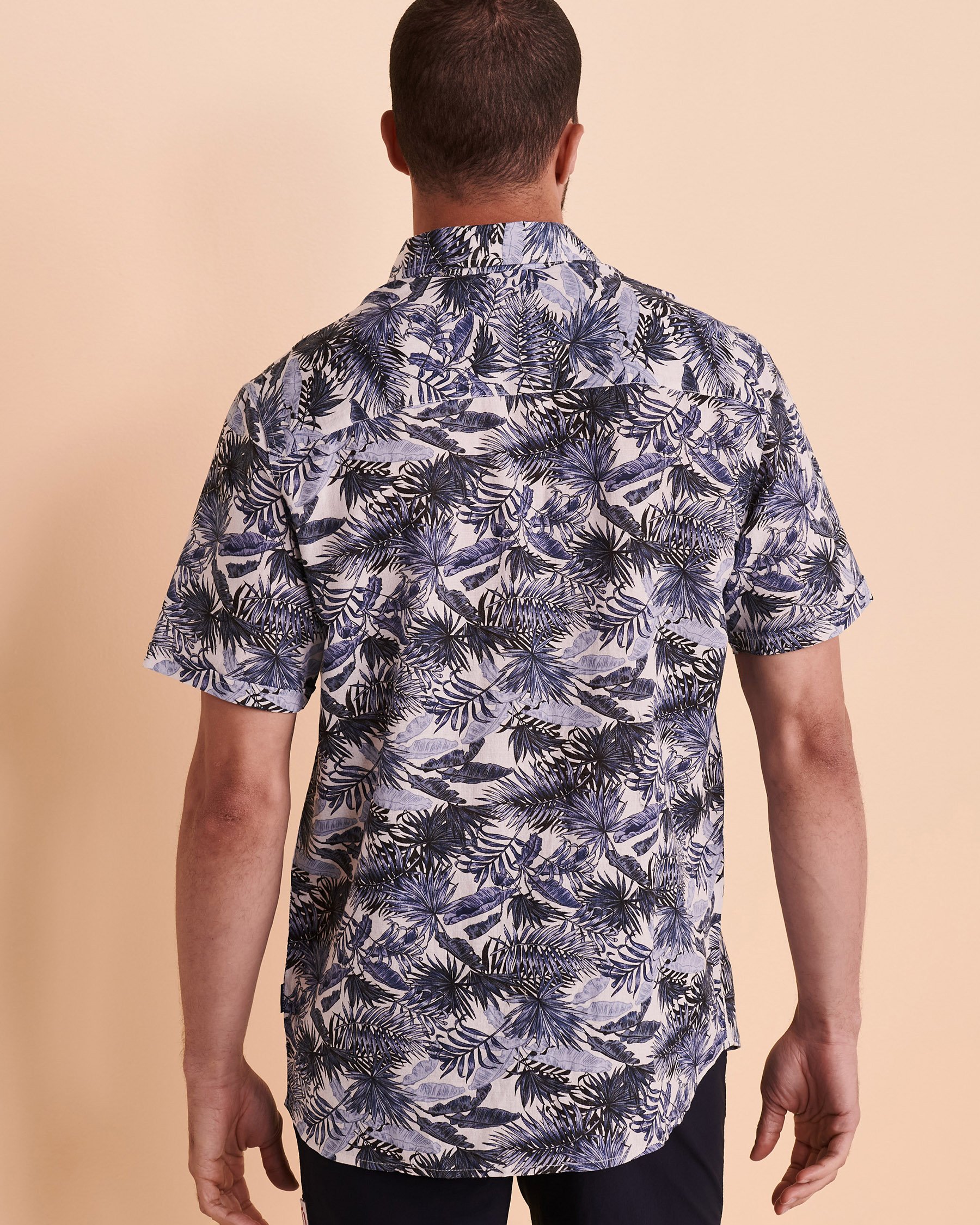 PUBLIC BEACH Chemisier manches courtes LEAVES Indigo PB5210BIK - Voir2