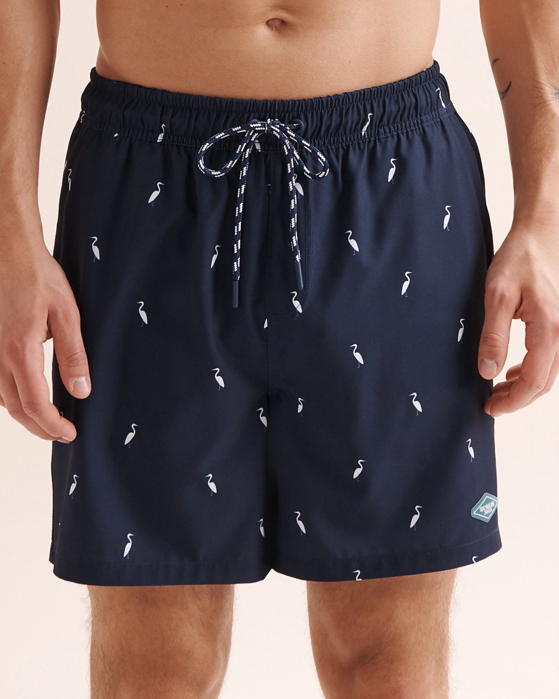 SHORELINE SEVEN Maillot volley 6'' avec doublure de compression motif d'oiseaux Bleu marin 03100086 - View1