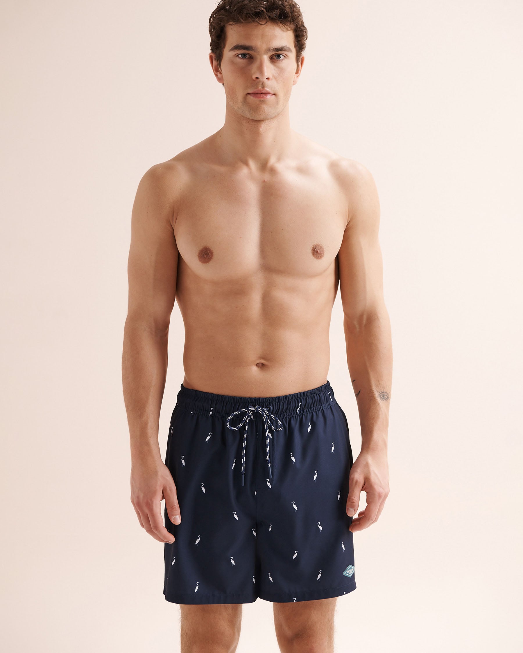 SHORELINE SEVEN Maillot volley 6'' avec doublure de compression motif d'oiseaux Bleu marin 03100086 - View6