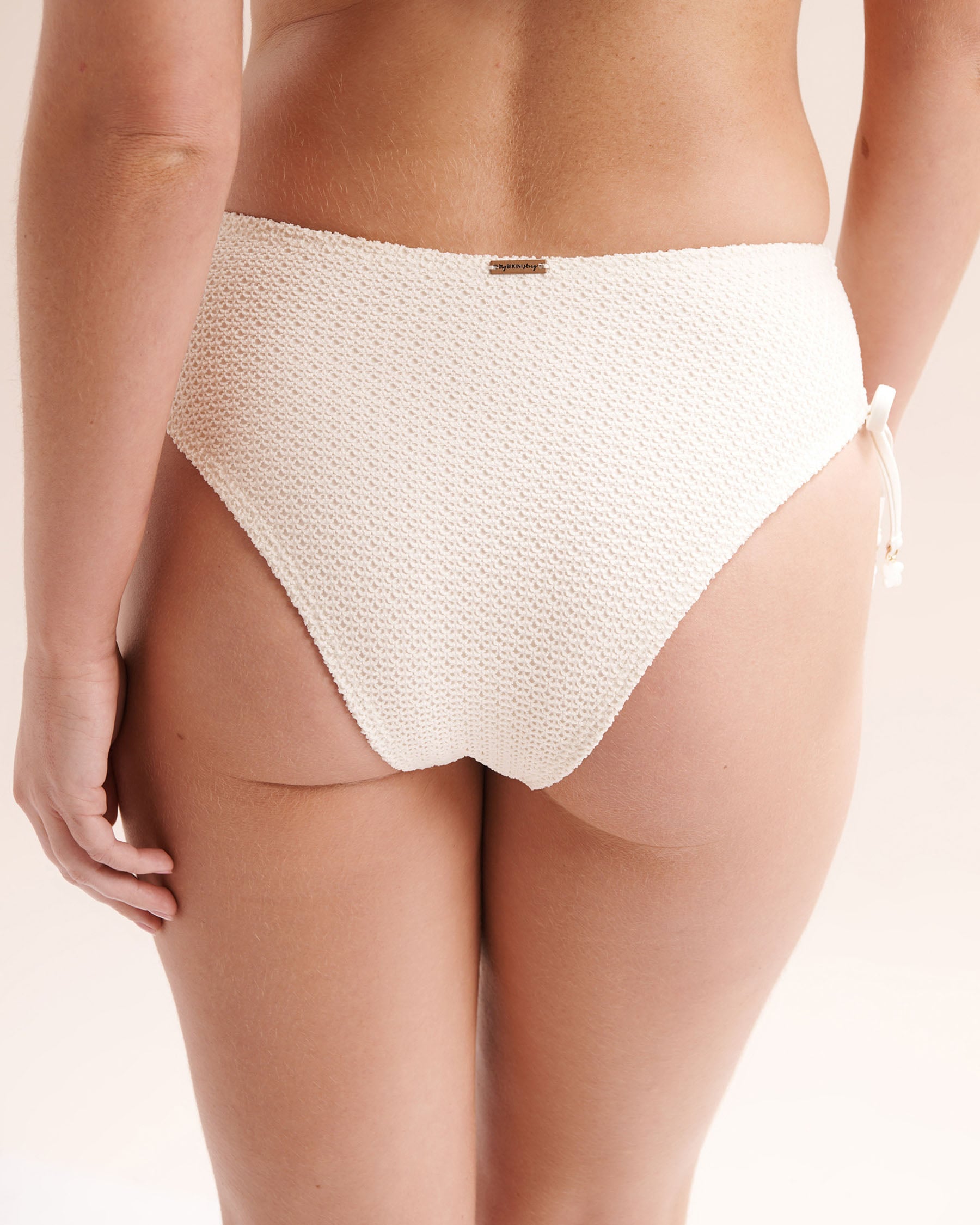 MY BIKINI STORY Bas de bikini cheeky à nouer en crochet Blanc 01300613 - View3