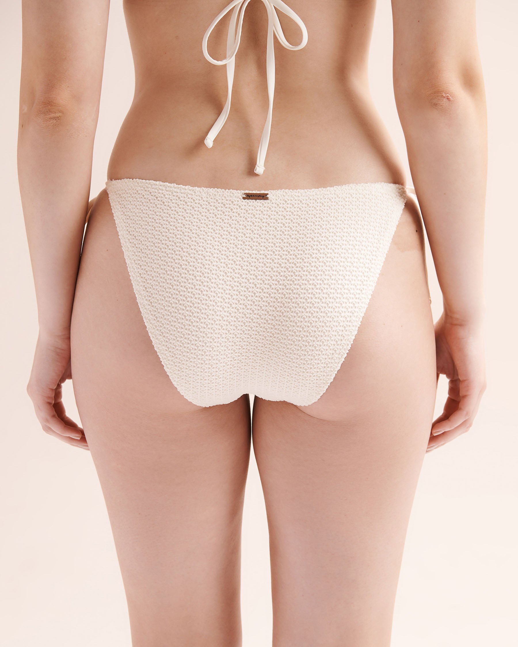 MY BIKINI STORY Bas de bikini taille basse brésilien à nouer en crochet Blanc 01300614 - View3