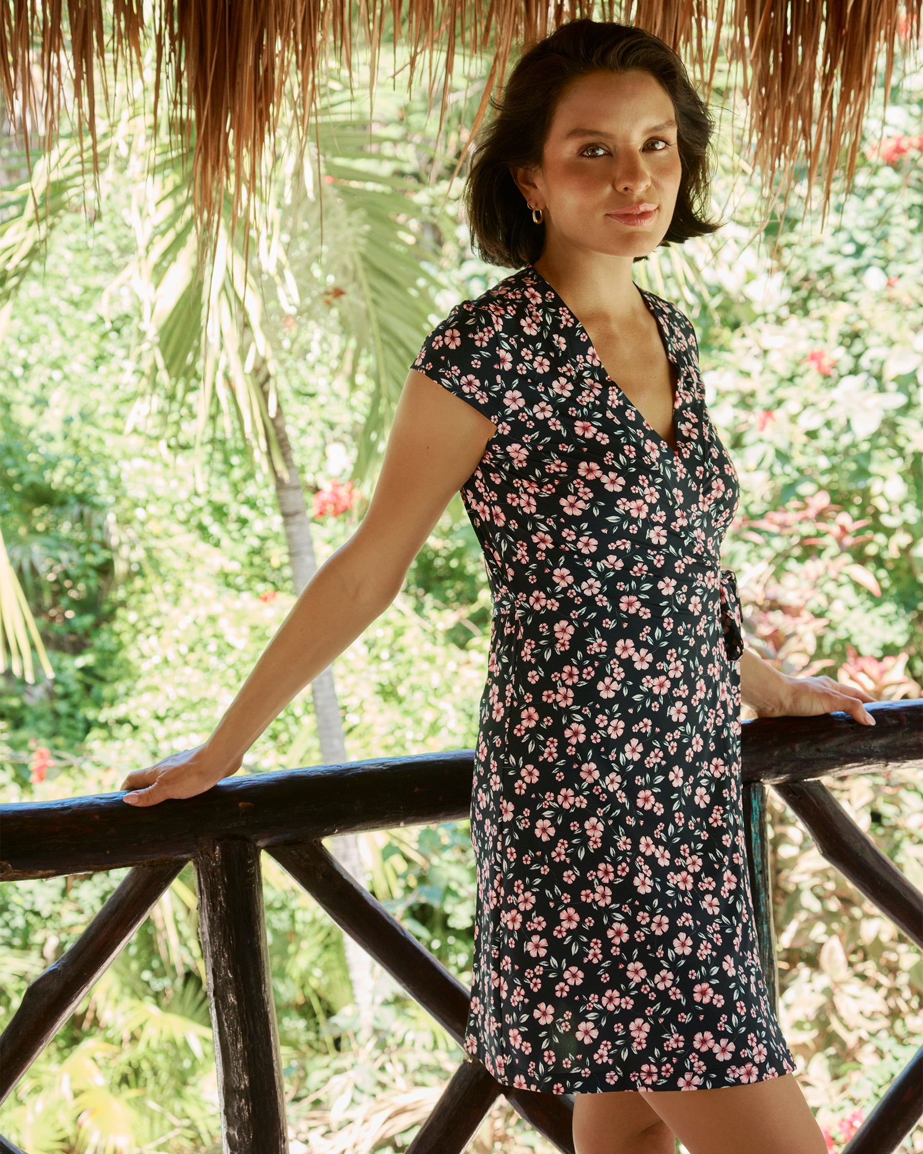 EAU DE SEA Floral Crossover Short Dress Black 02300202 - View4