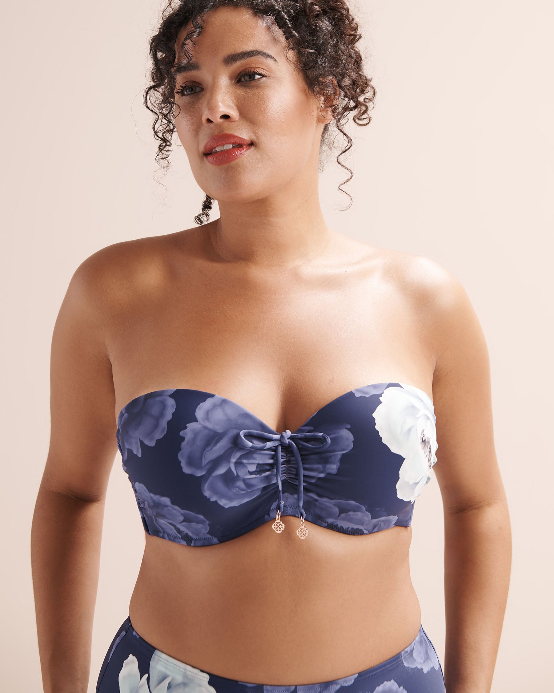 TURQUOISE COUTURE Floral D Cup Bandeau Bikini Top Blue 01200147 - View1