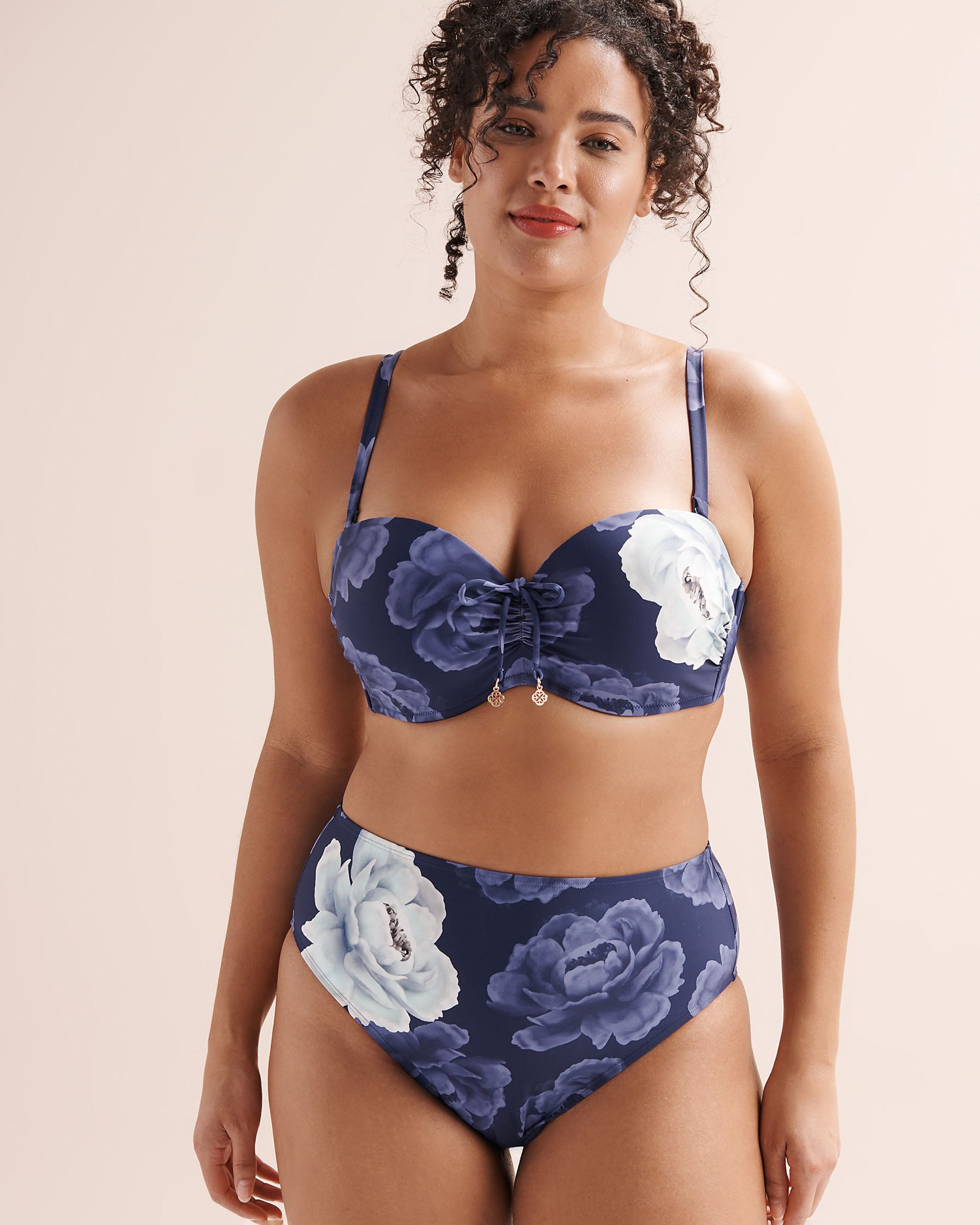 TURQUOISE COUTURE Floral D Cup Bandeau Bikini Top Blue 01200147 - View2