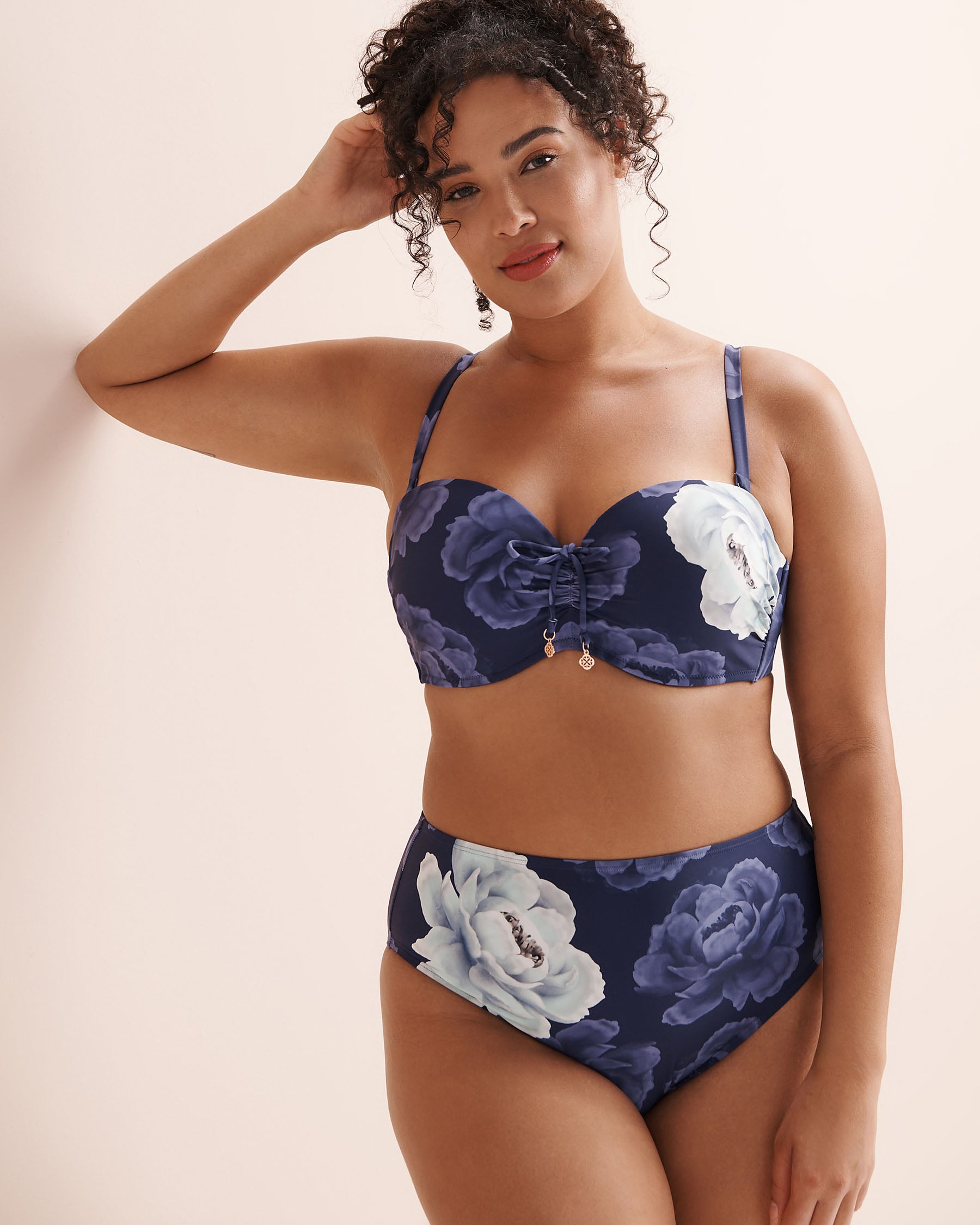 TURQUOISE COUTURE Floral D Cup Bandeau Bikini Top Blue 01200147 - View5