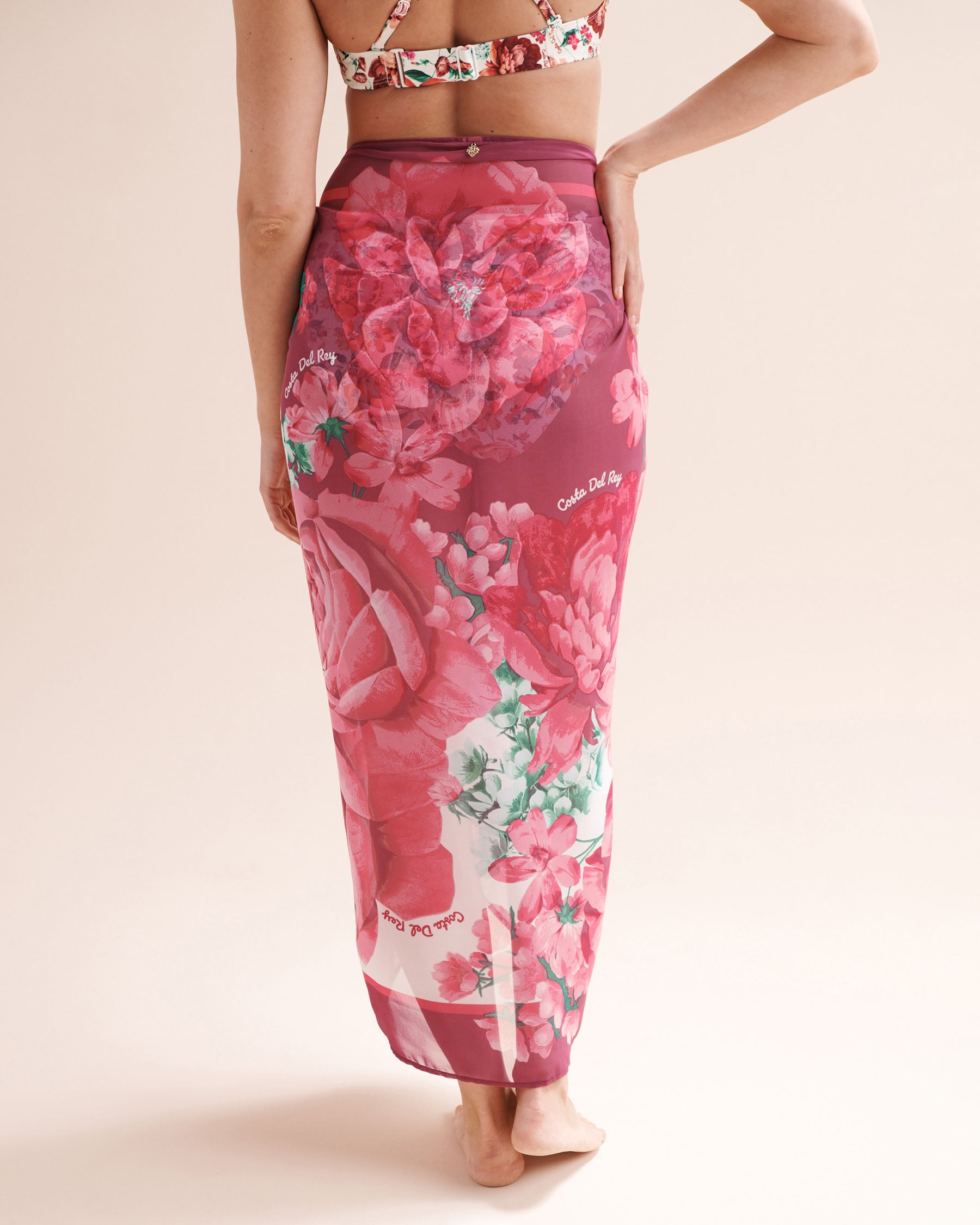 COSTA DEL REY Paréo long floral Rose aubépine 02200125 - View2