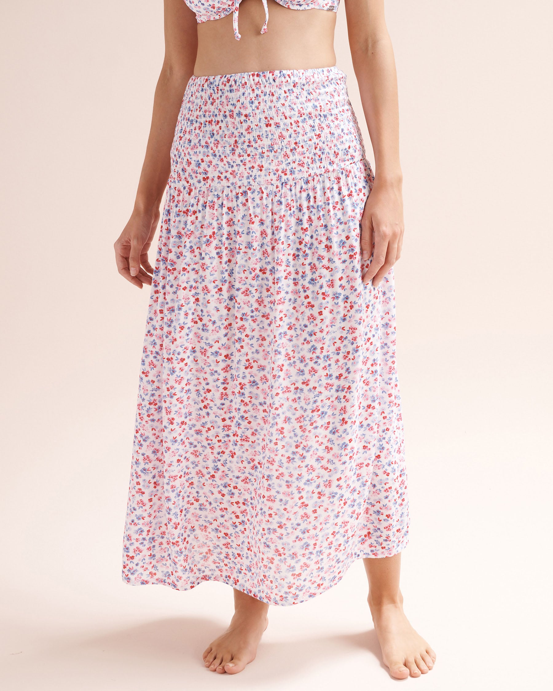 TROPIK Jupe maxi multi-positions florale Blanc 02200124 - View1