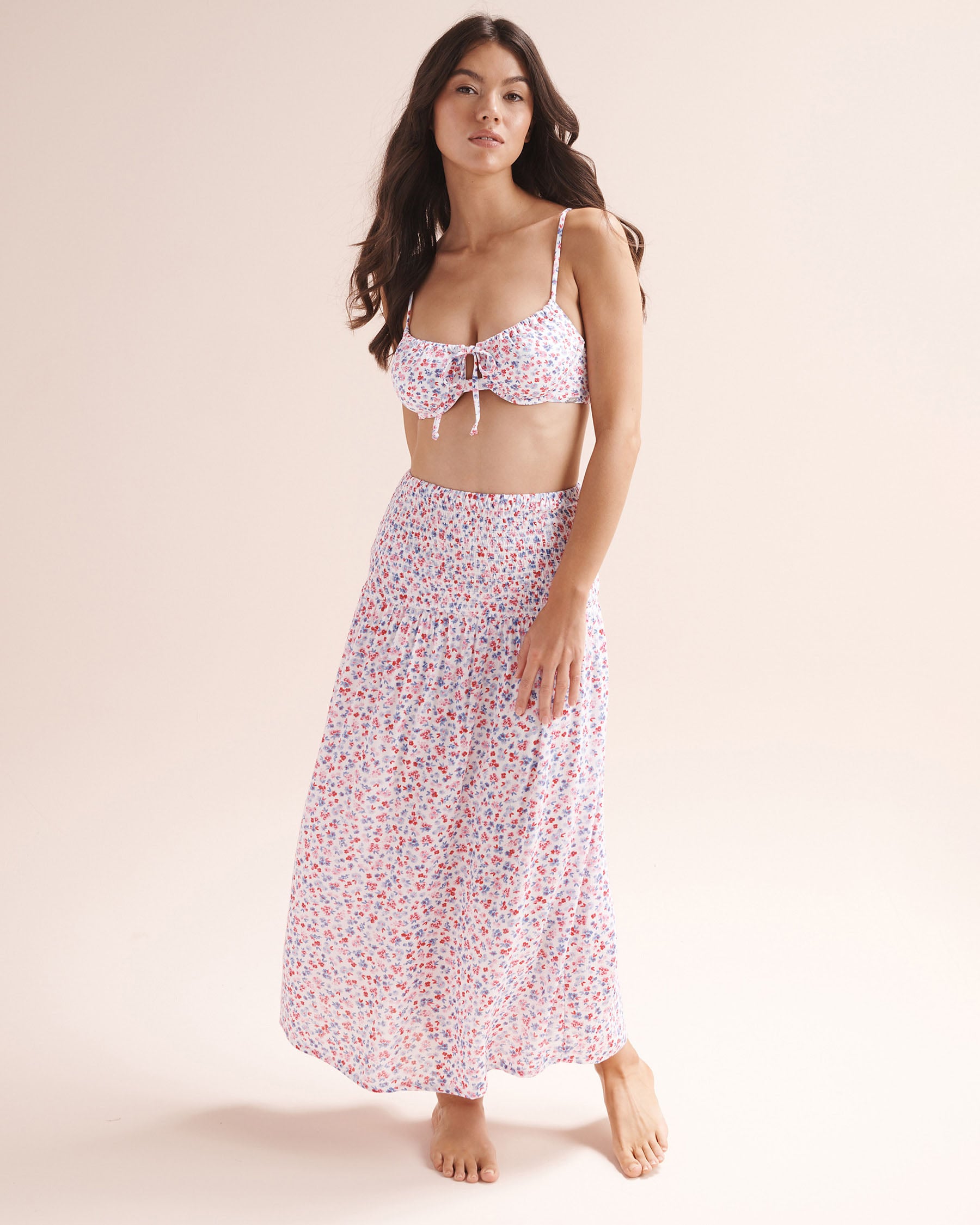 TROPIK Jupe maxi multi-positions florale Blanc 02200124 - View3