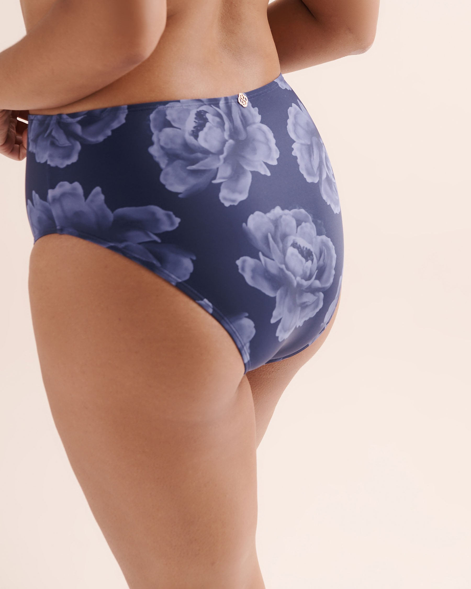 TURQUOISE COUTURE Floral Tummy Control High-Rise Brazilian Bikini Bottom Blue 01300629 - View3