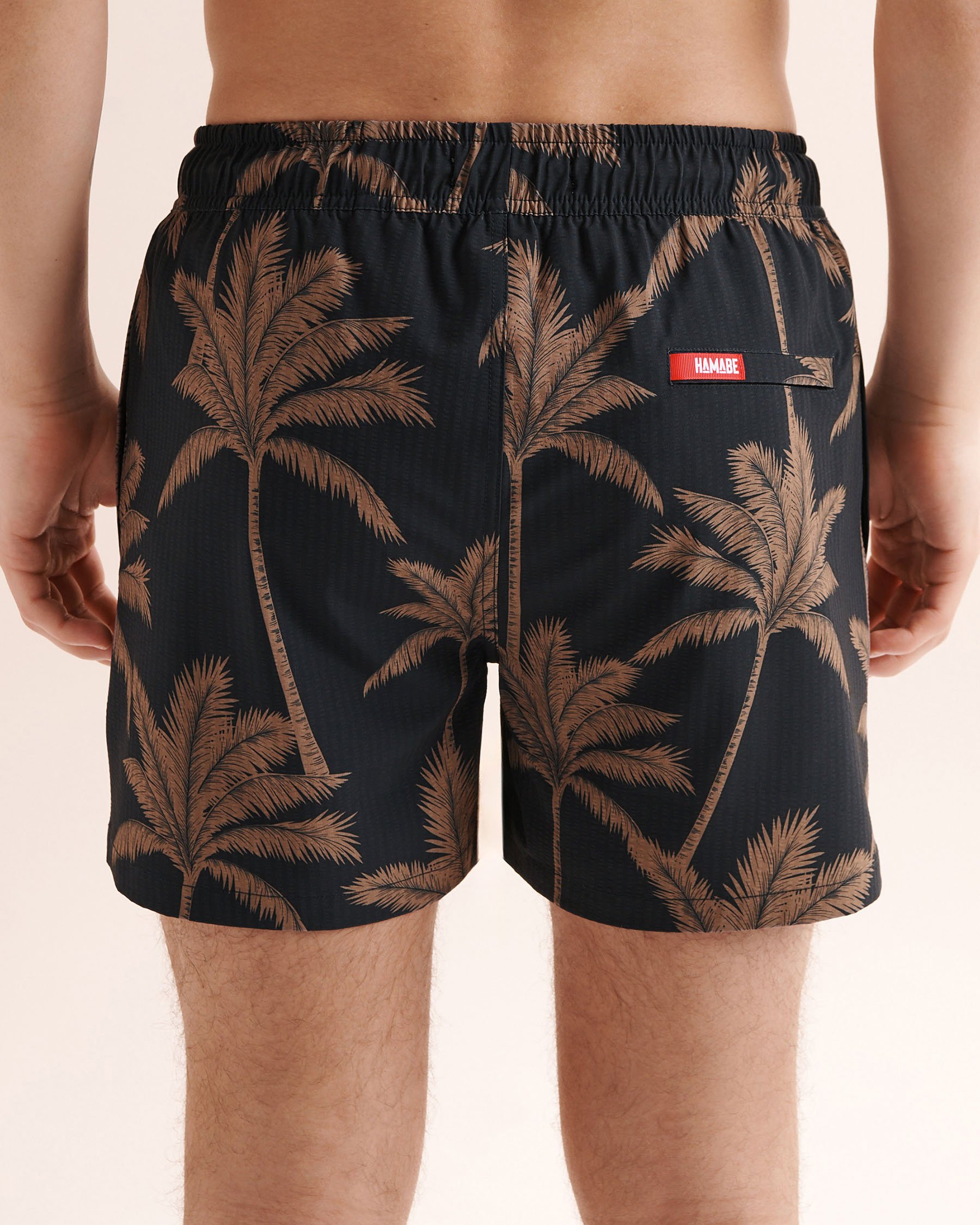 HAMABE Maillot volley 4.5'' avec doublure confort motif palmiers Noir 03100084 - View5