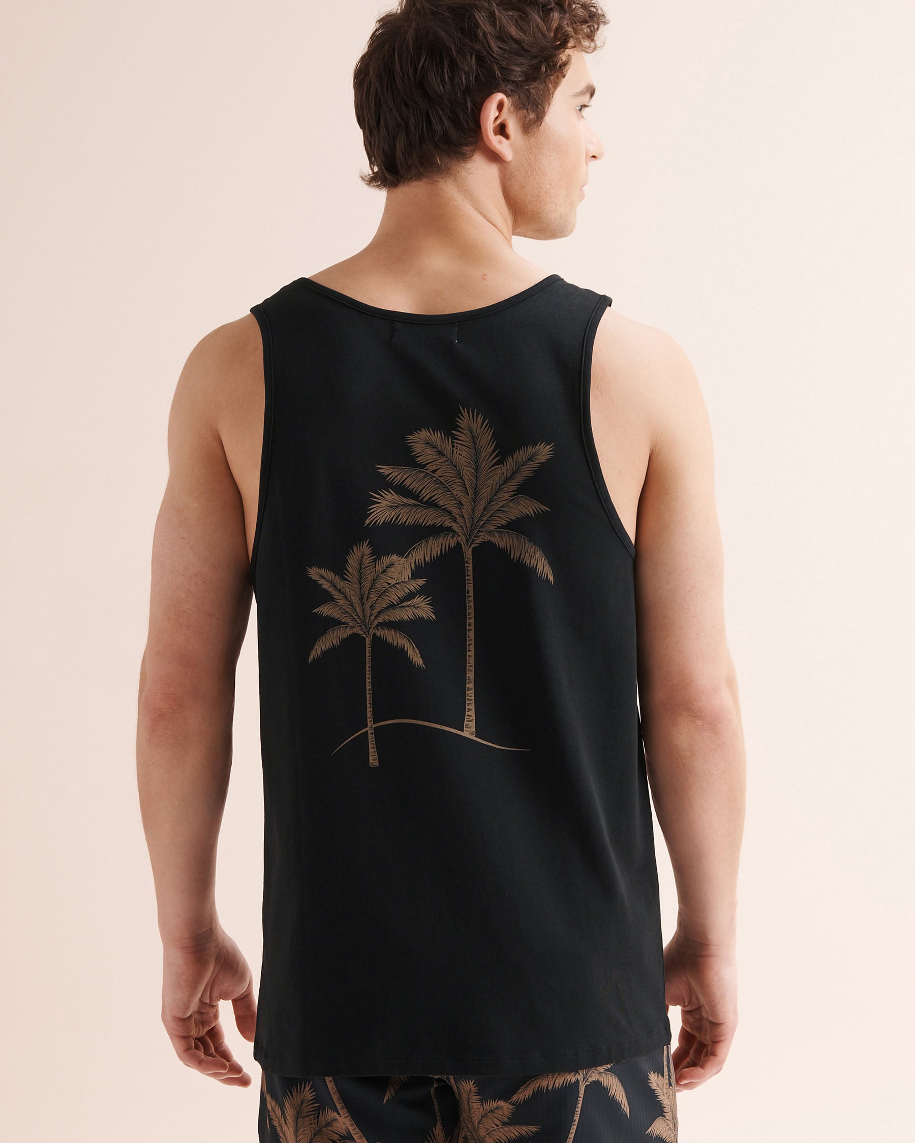 HAMABE Palm Tree Tank Top Black 04100067 - View2