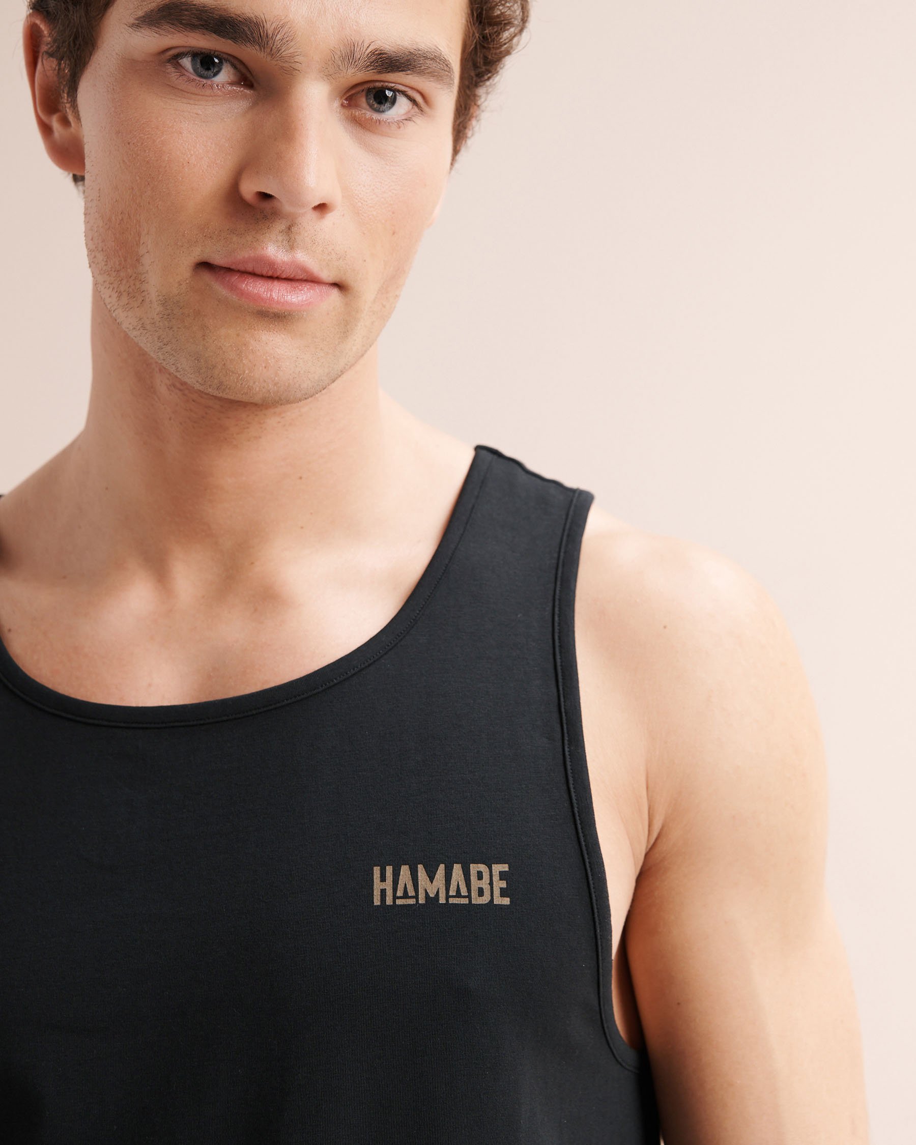 HAMABE Palm Tree Tank Top Black 04100067 - View3