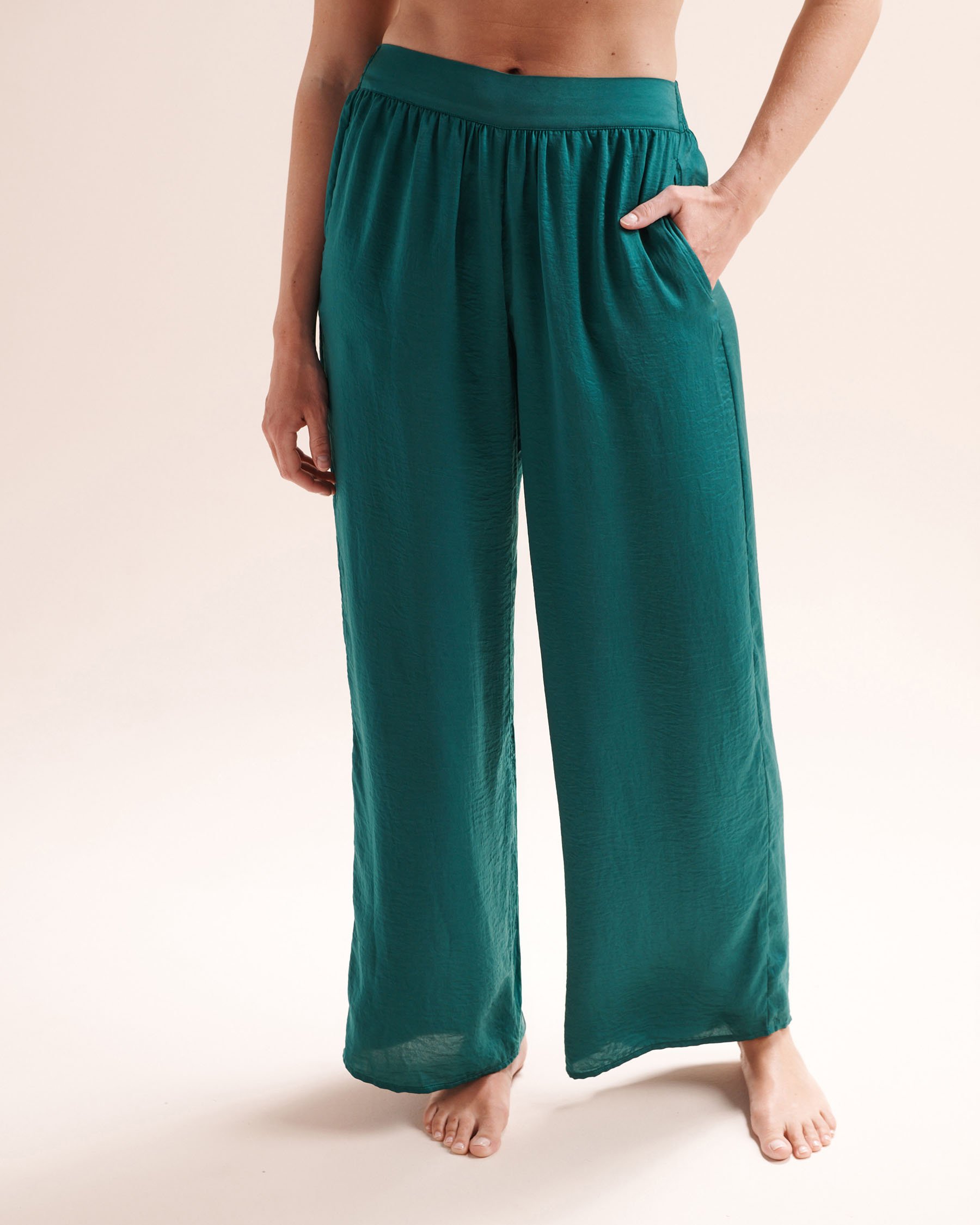 SANTEMARE Satin Pants Green 02200123 - View4
