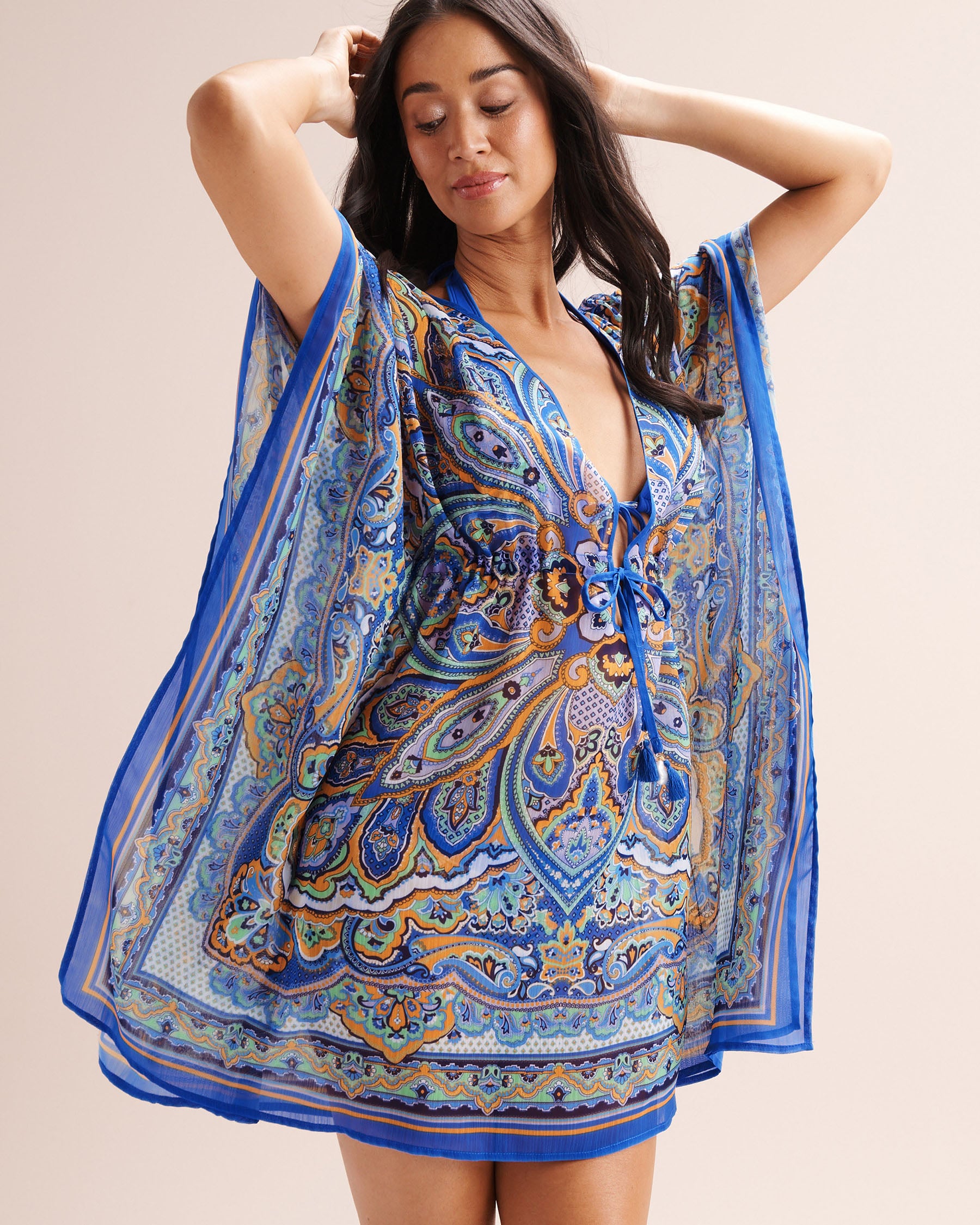 BLEU ROD BEATTIE Solea Paisley Caftan Blue RBSP27802 - View6