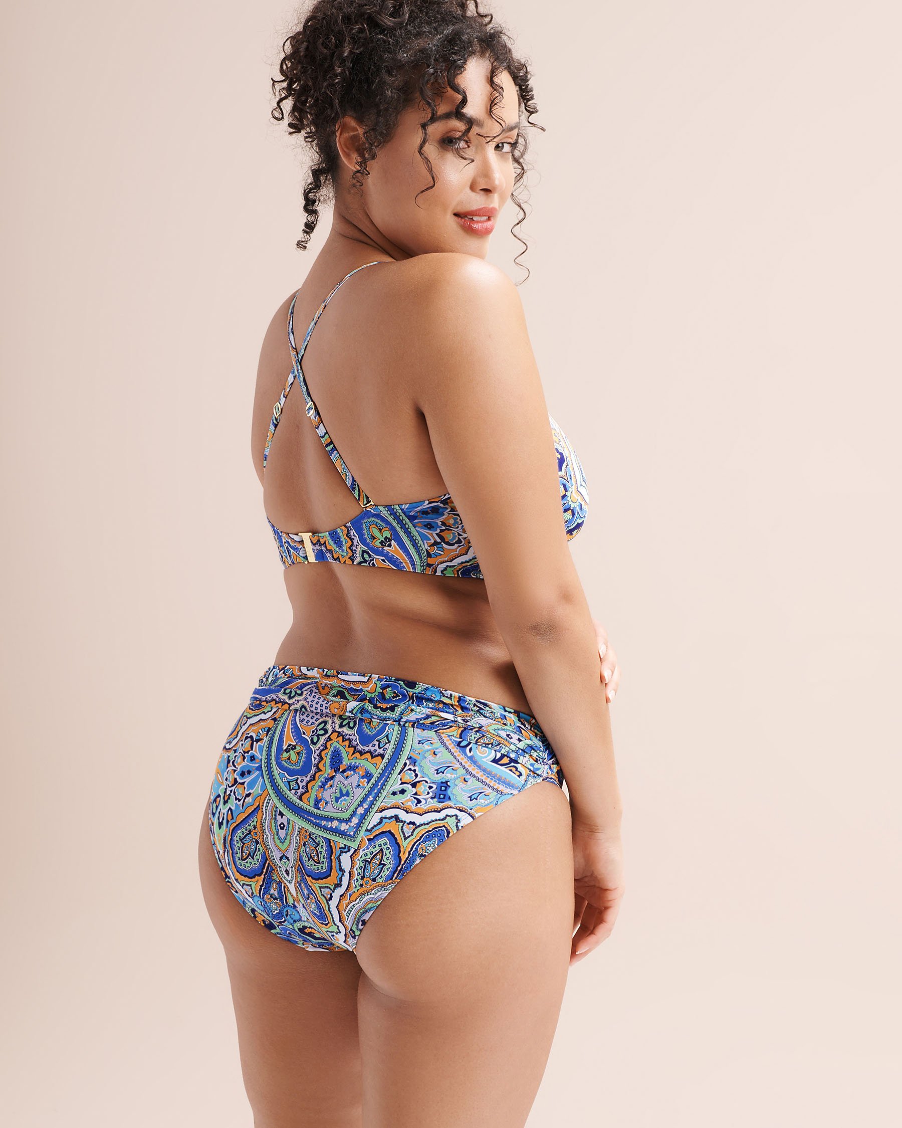 BLEU ROD BEATTIE Solea Paisley D Cup Wrap Bralette Bikini Top Blue RBSP27362D - View3