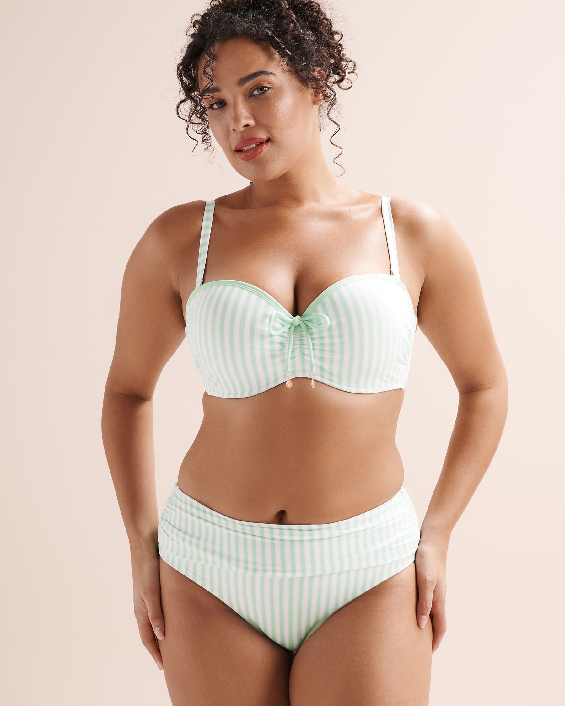 TURQUOISE COUTURE Striped D Cup Bandeau Bikini Top Blue 01200146 - View2