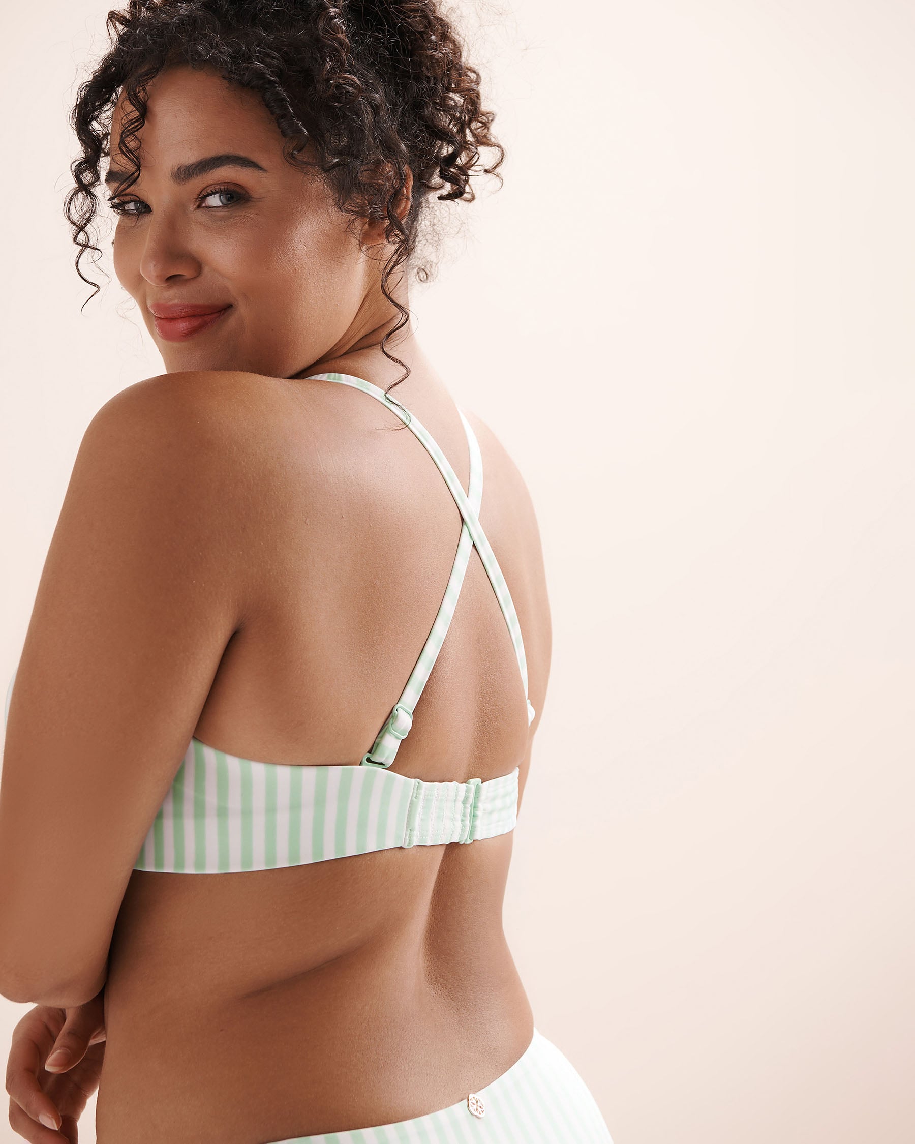 TURQUOISE COUTURE Striped D Cup Bandeau Bikini Top Blue 01200146 - View4