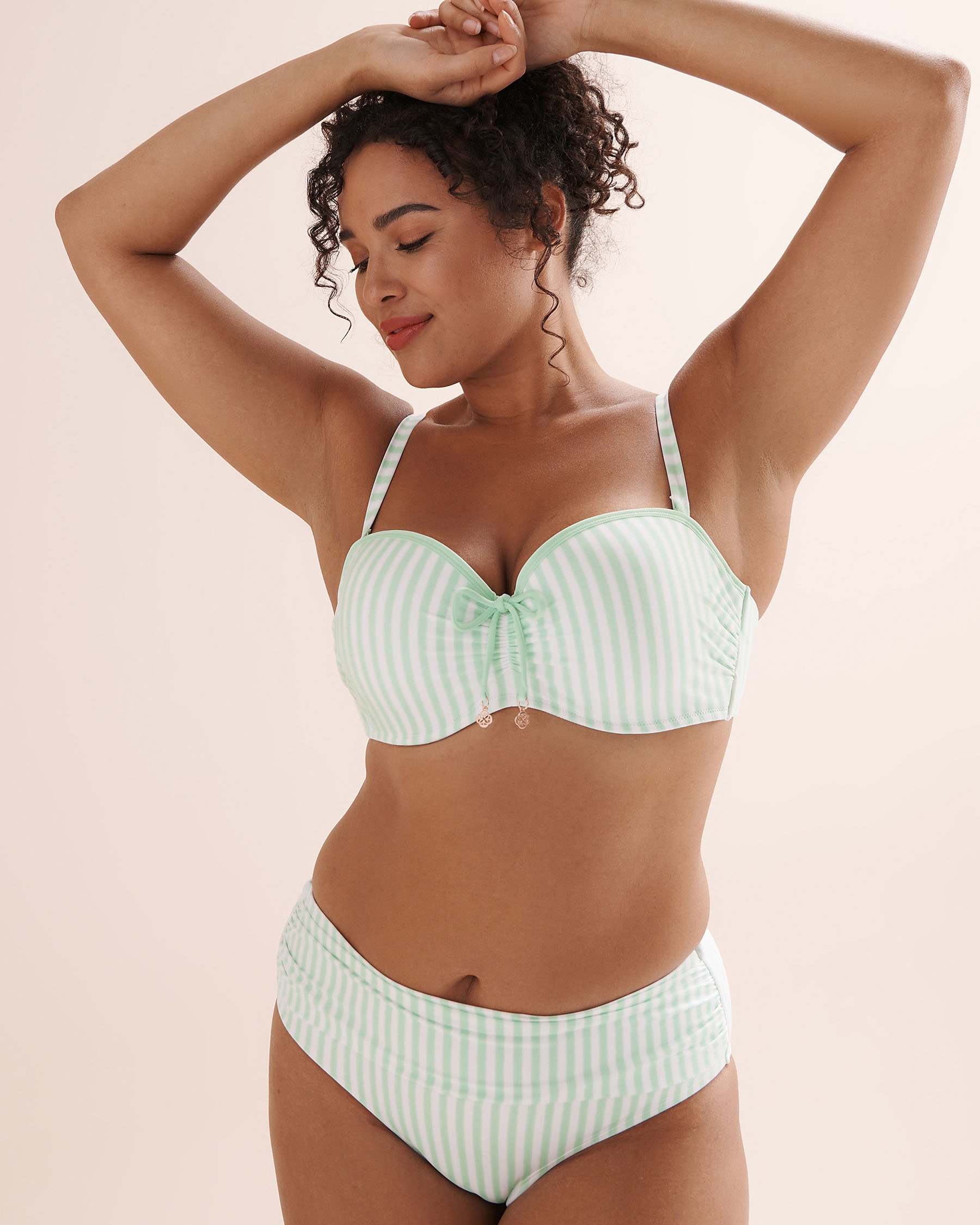 TURQUOISE COUTURE Striped D Cup Bandeau Bikini Top Blue 01200146 - View5
