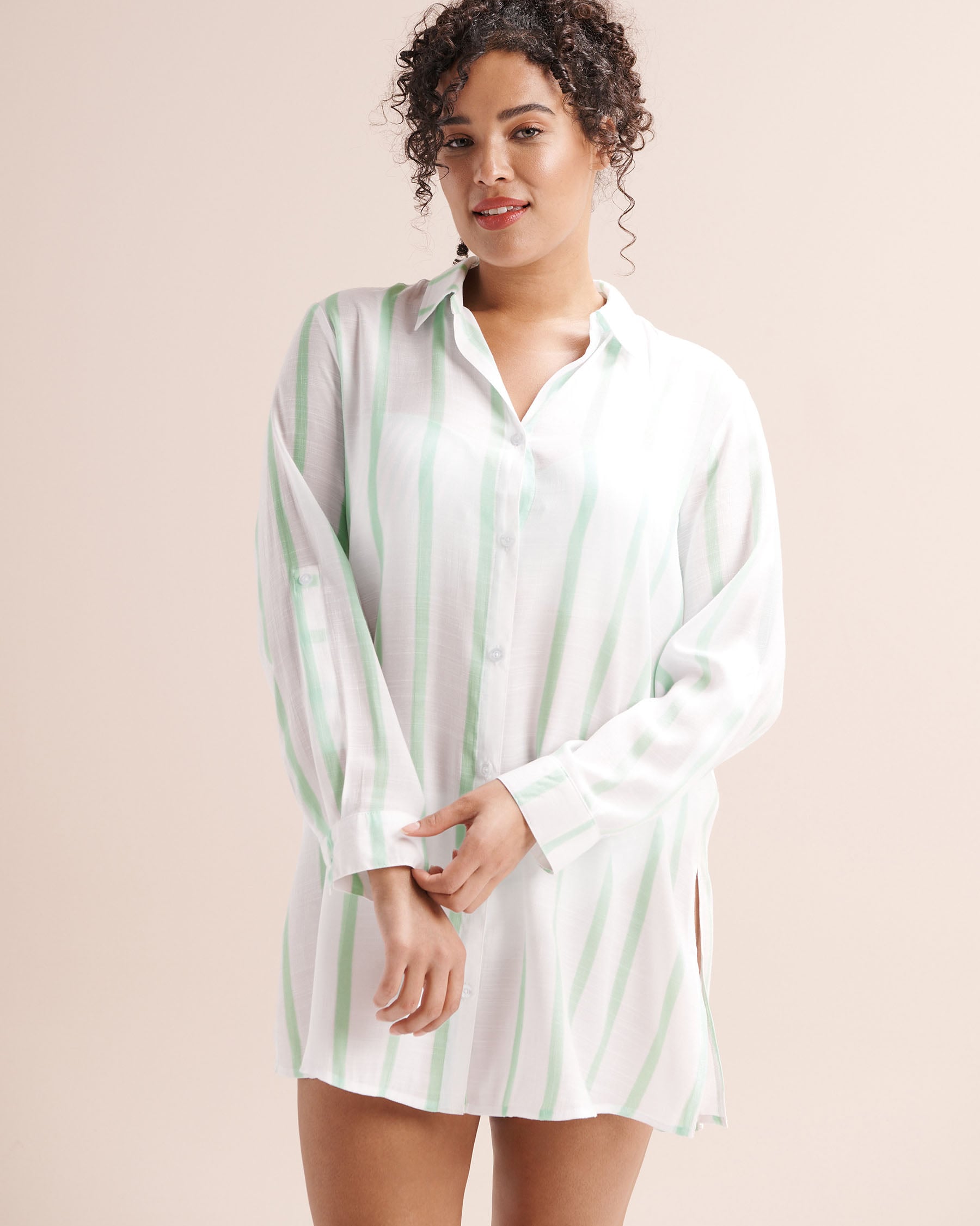 TURQUOISE COUTURE Striped Long Sleeves Shirt Blue 02100053 - View4