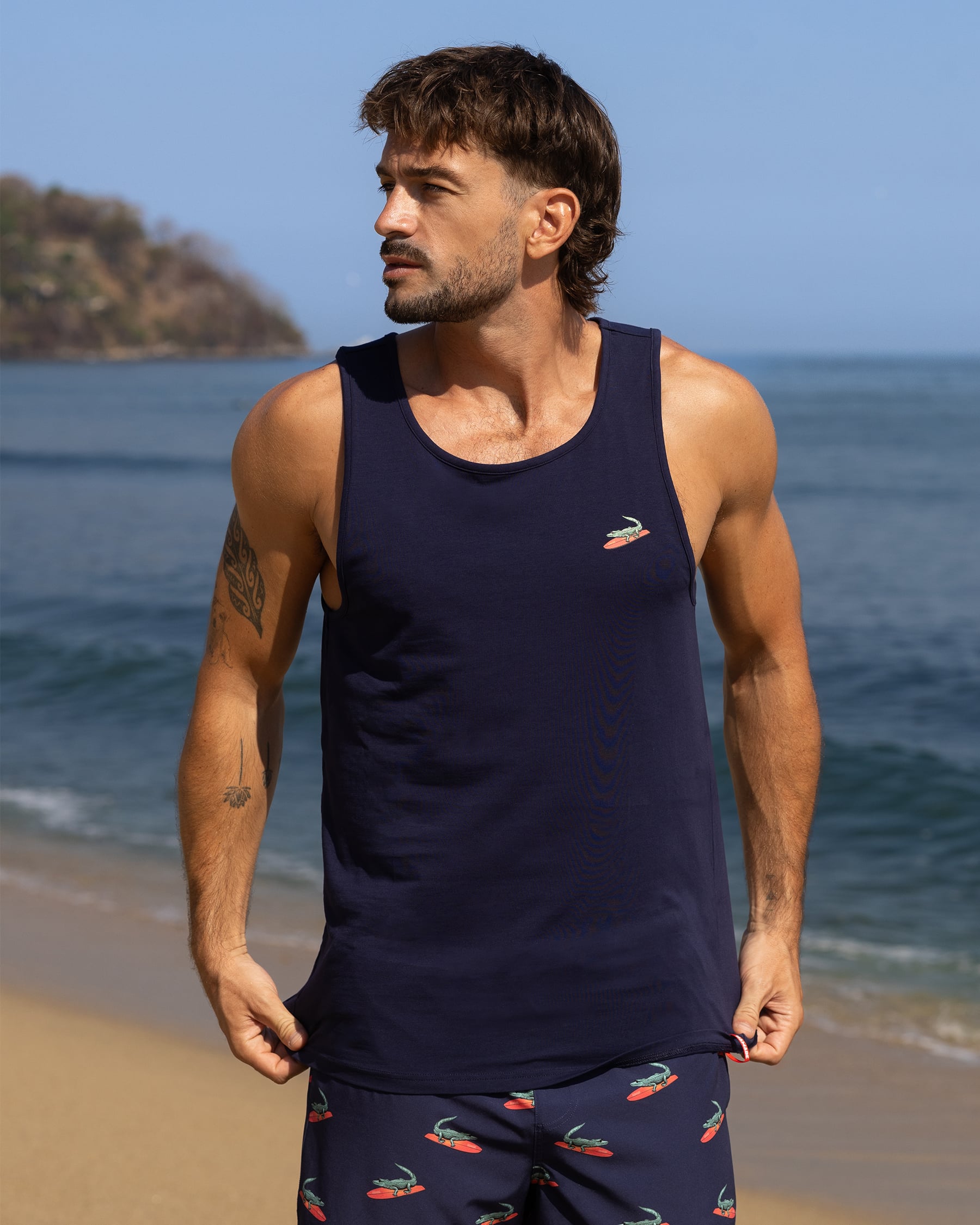 HAMABE Camisole crocrodile Bleu maritime 04100073 - View1