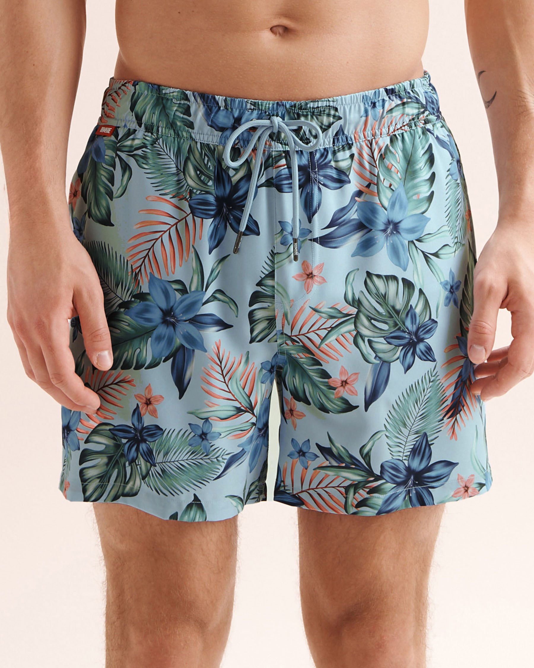 HAMABE Foliage Compressive Liner 5'' Volley Swimsuit Blue 03100089 - View1