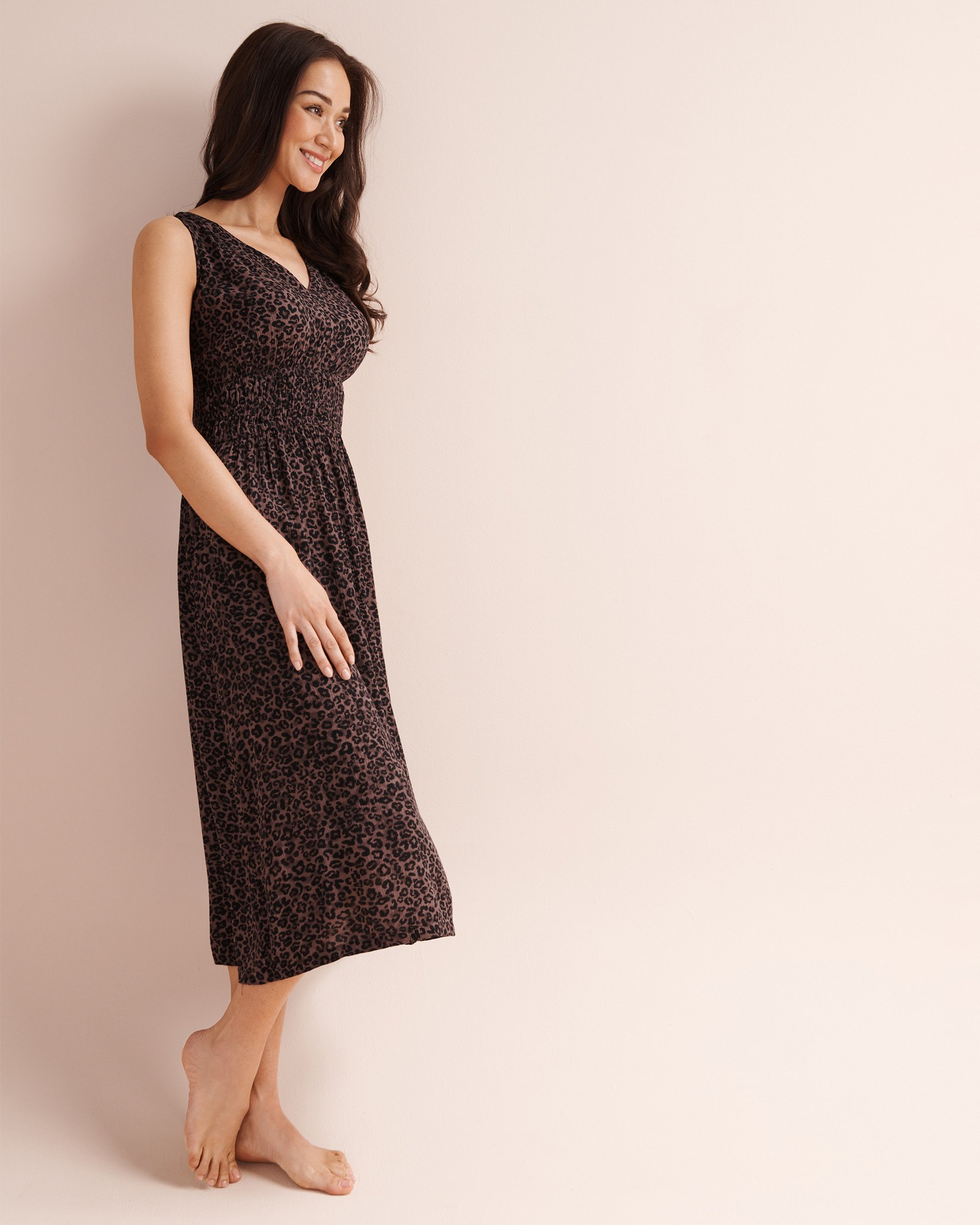 TURQUOISE COUTURE Robe midi léopard Brun 02300208 - Voir6