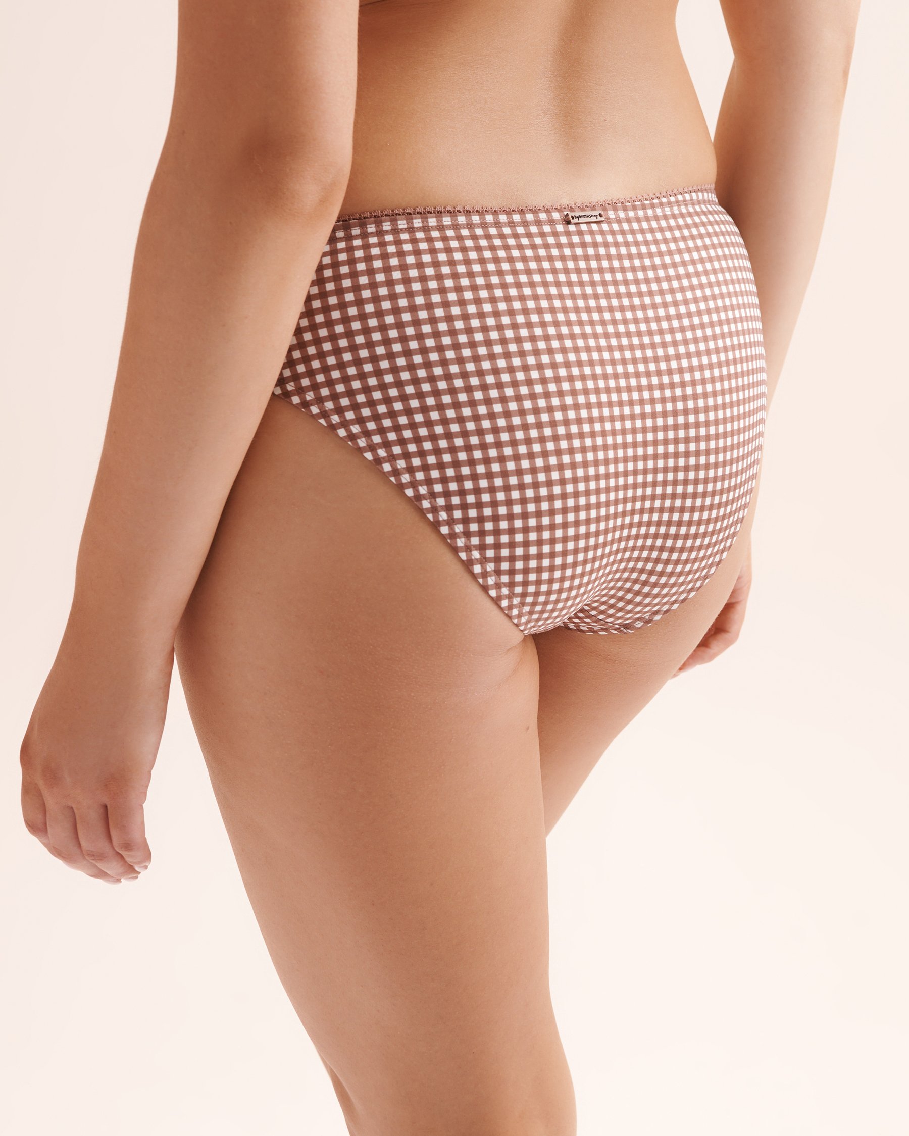 MY BIKINI STORY Plaid Low-Rise Bikini Bottom Nutmeg Brown 01300635 - View5