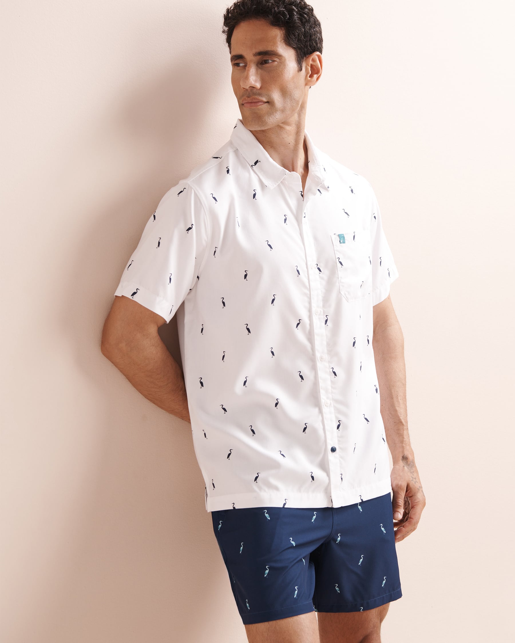 SHORELINE SEVEN Chemise à motif oiseaux signature Blanc 04100081 - View1