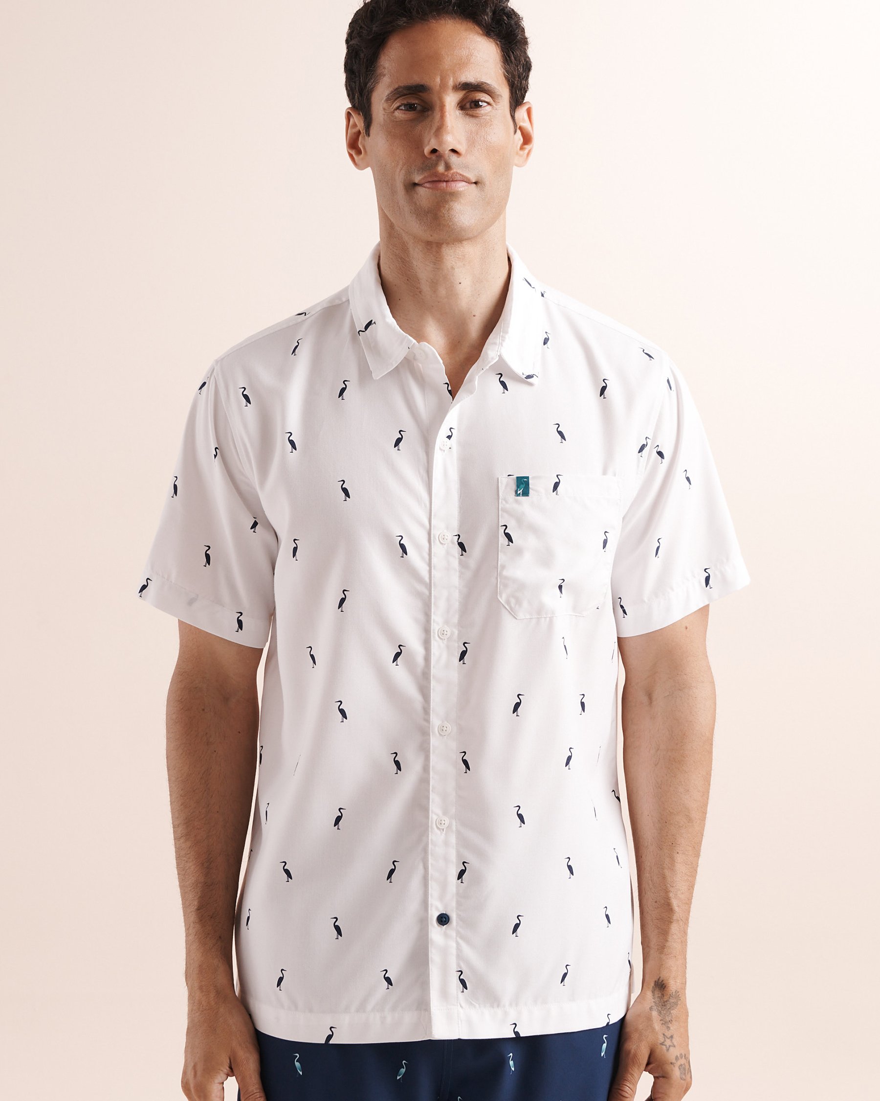 SHORELINE SEVEN Chemise à motif oiseaux signature Blanc 04100081 - View4